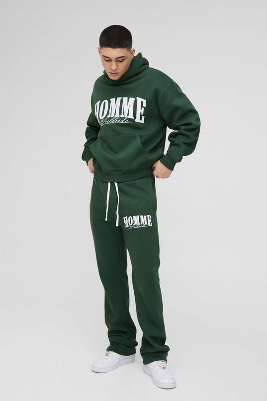 Oversized Boxy Homme Stack Flare Hooded Tracksuit by BOOHOOMAN