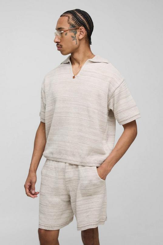 Oversized Boxy Knitted Marl Polo & Relaxed Short Set by BOOHOOMAN