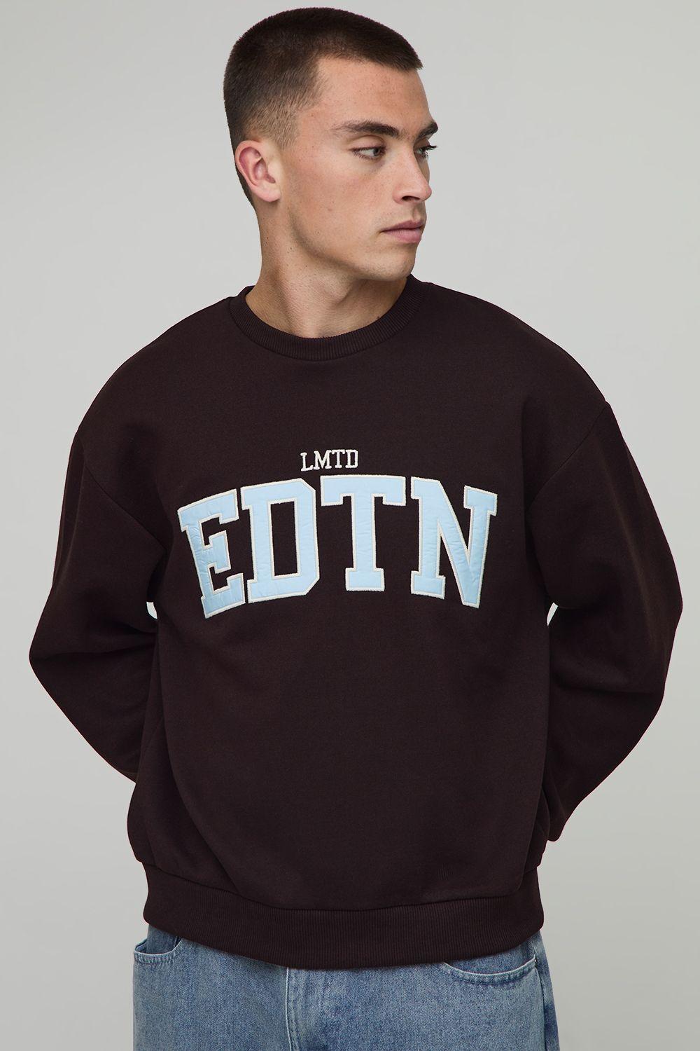 Oversized Boxy Lmtd Edtn Applique Sweatshirt by BOOHOOMAN