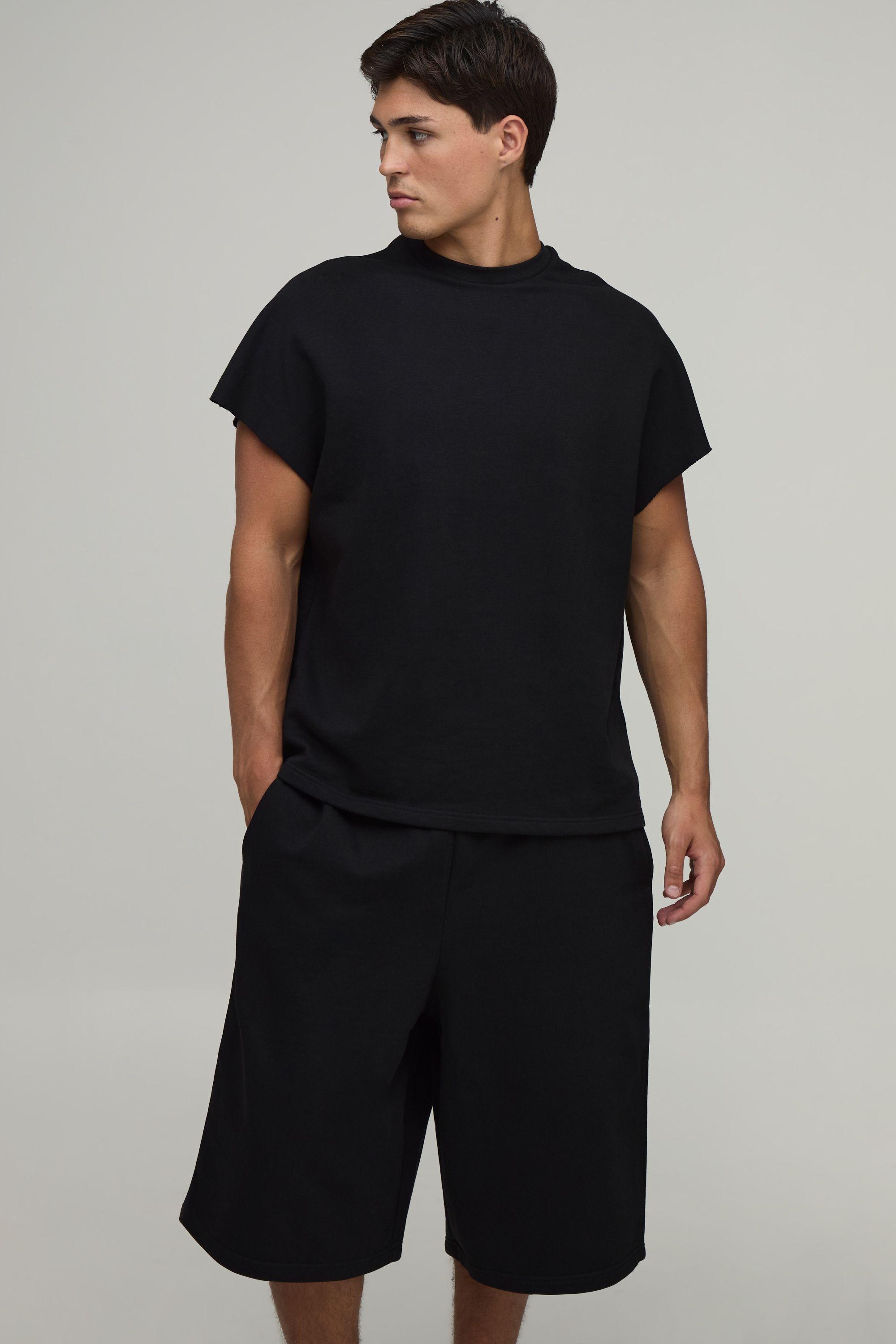 Oversized Boxy Loopback Cap Sleeve T-Shirt and Jorts Set by BOOHOOMAN