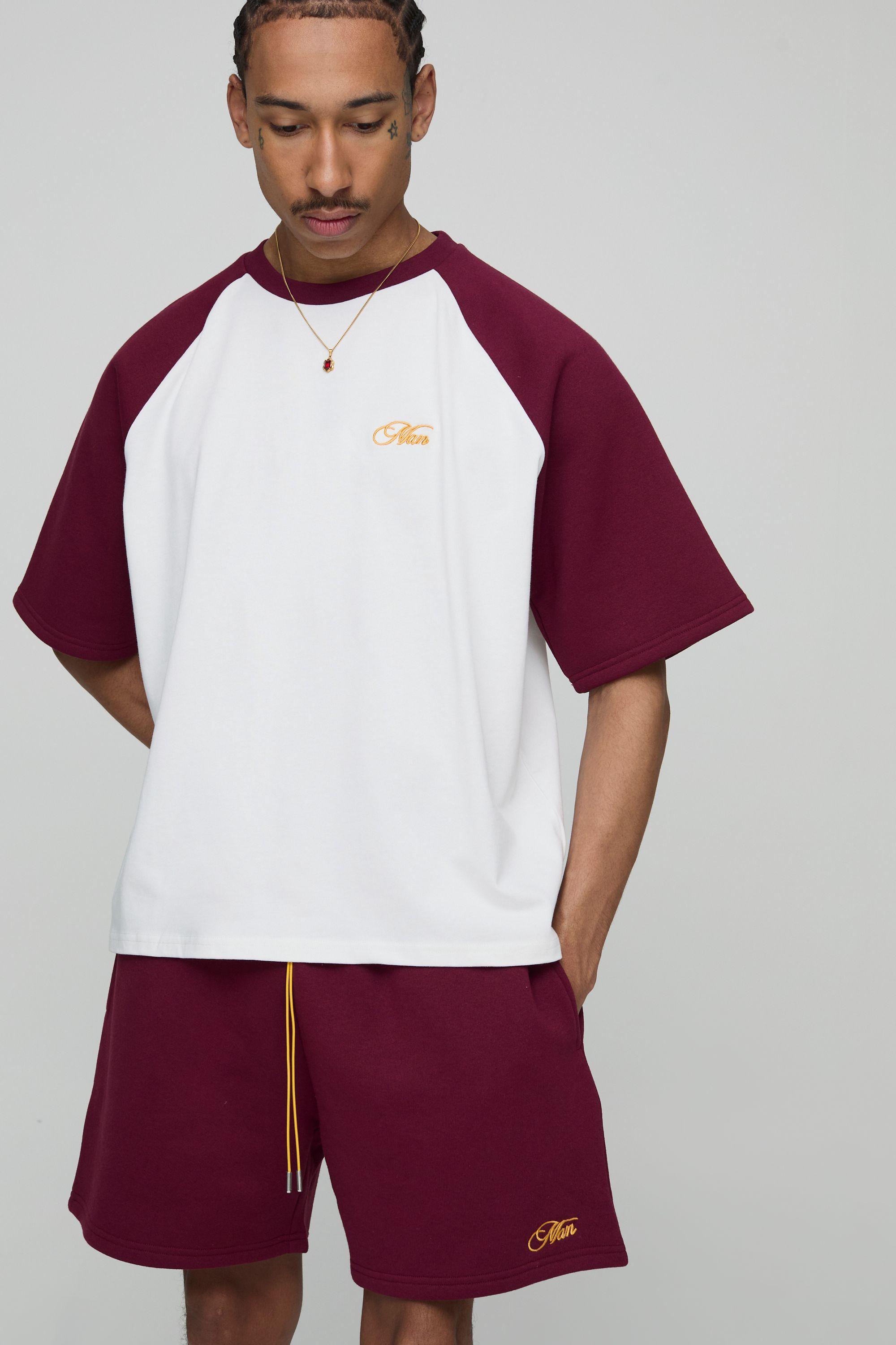 Oversized Boxy Man Raglan T-Shirt & Short Set by BOOHOOMAN