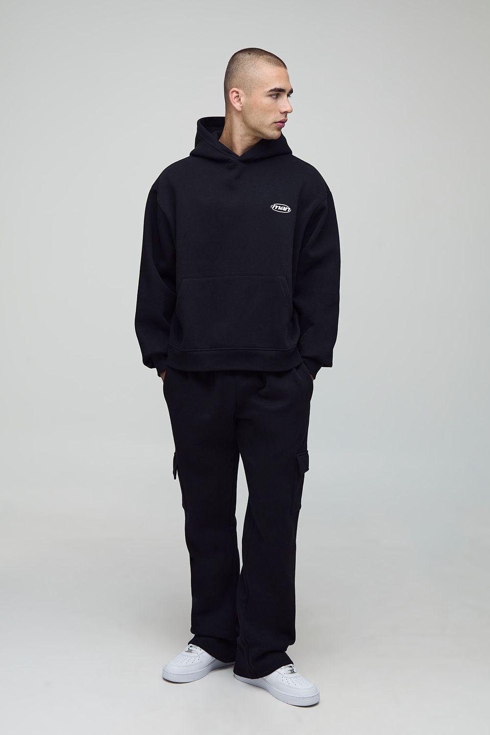 Oversized Boxy Man Sport Cargo Gusset Hooded Tracksuit by BOOHOOMAN