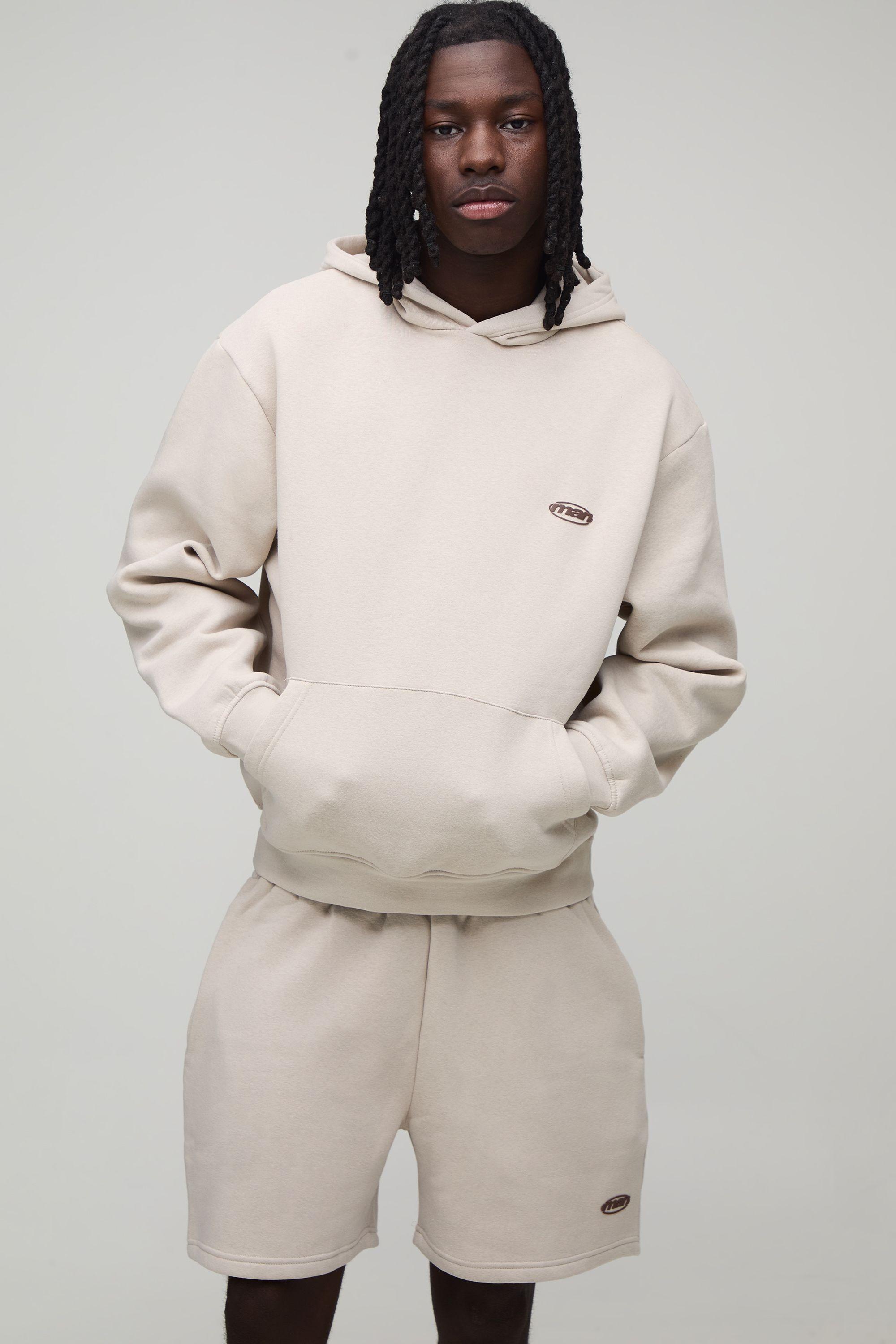 Oversized Boxy Man Sport Hooded Short Tracksuit by BOOHOOMAN