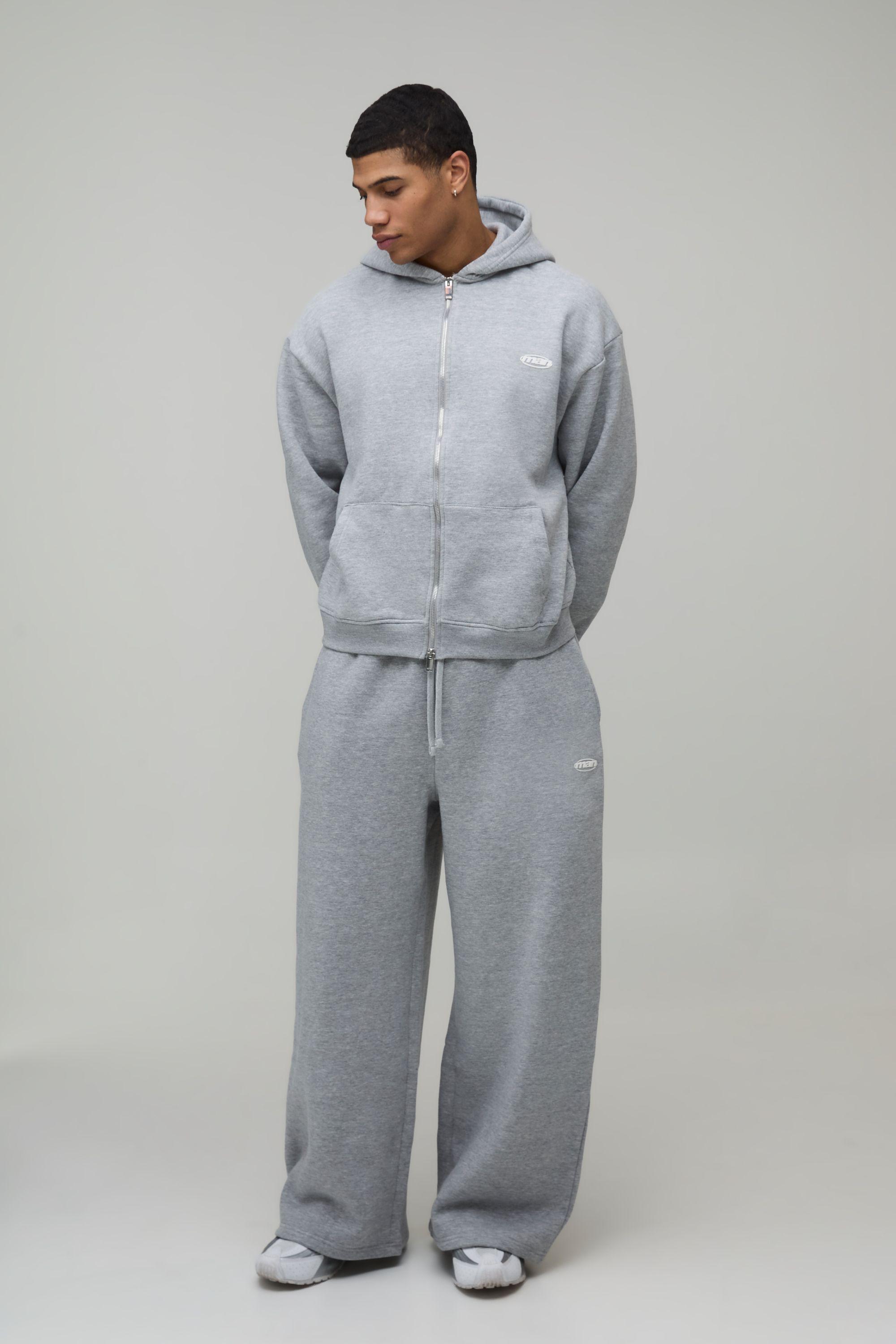 Oversized Boxy Man Sport Hooded Zip Through Wide Leg Tracksuit by BOOHOOMAN
