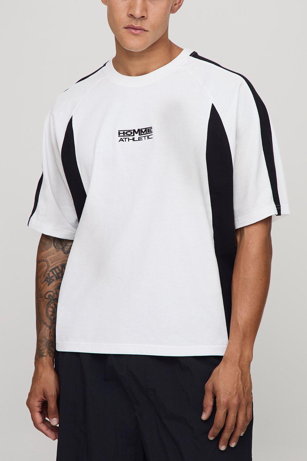 Oversized Boxy Man Washed Panelled T-Shirt by BOOHOOMAN