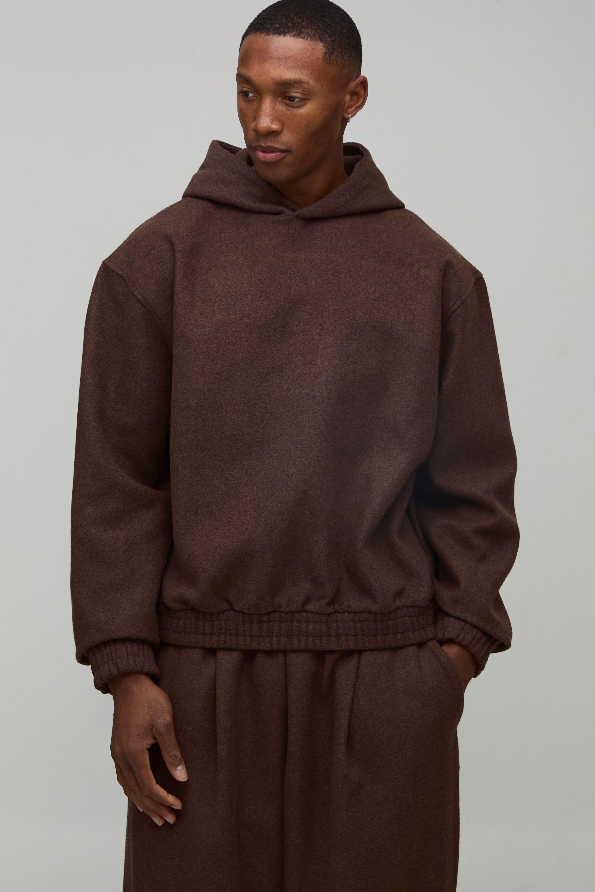 Oversized Boxy Melton Seam detail Hoodie by BOOHOOMAN
