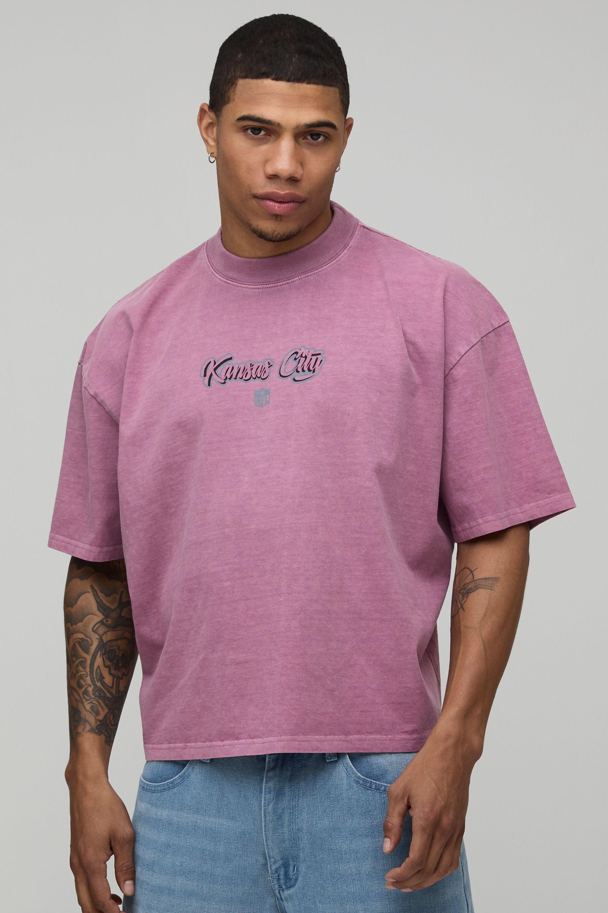 Oversized Boxy NFL Kansas City Washed License Printed T-Shirt by BOOHOOMAN
