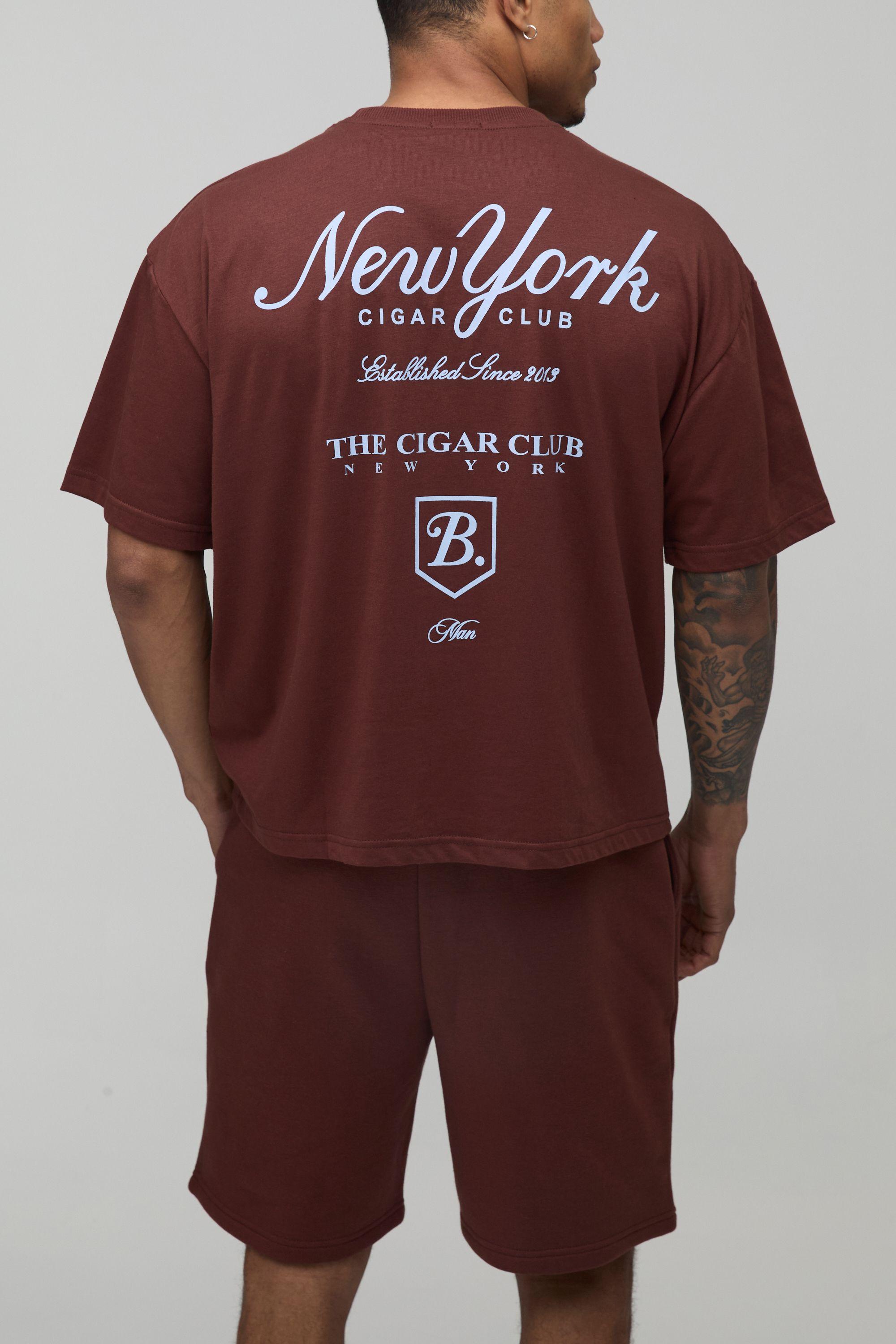 Oversized Boxy New York Printed T-Shirt And Short Set by BOOHOOMAN