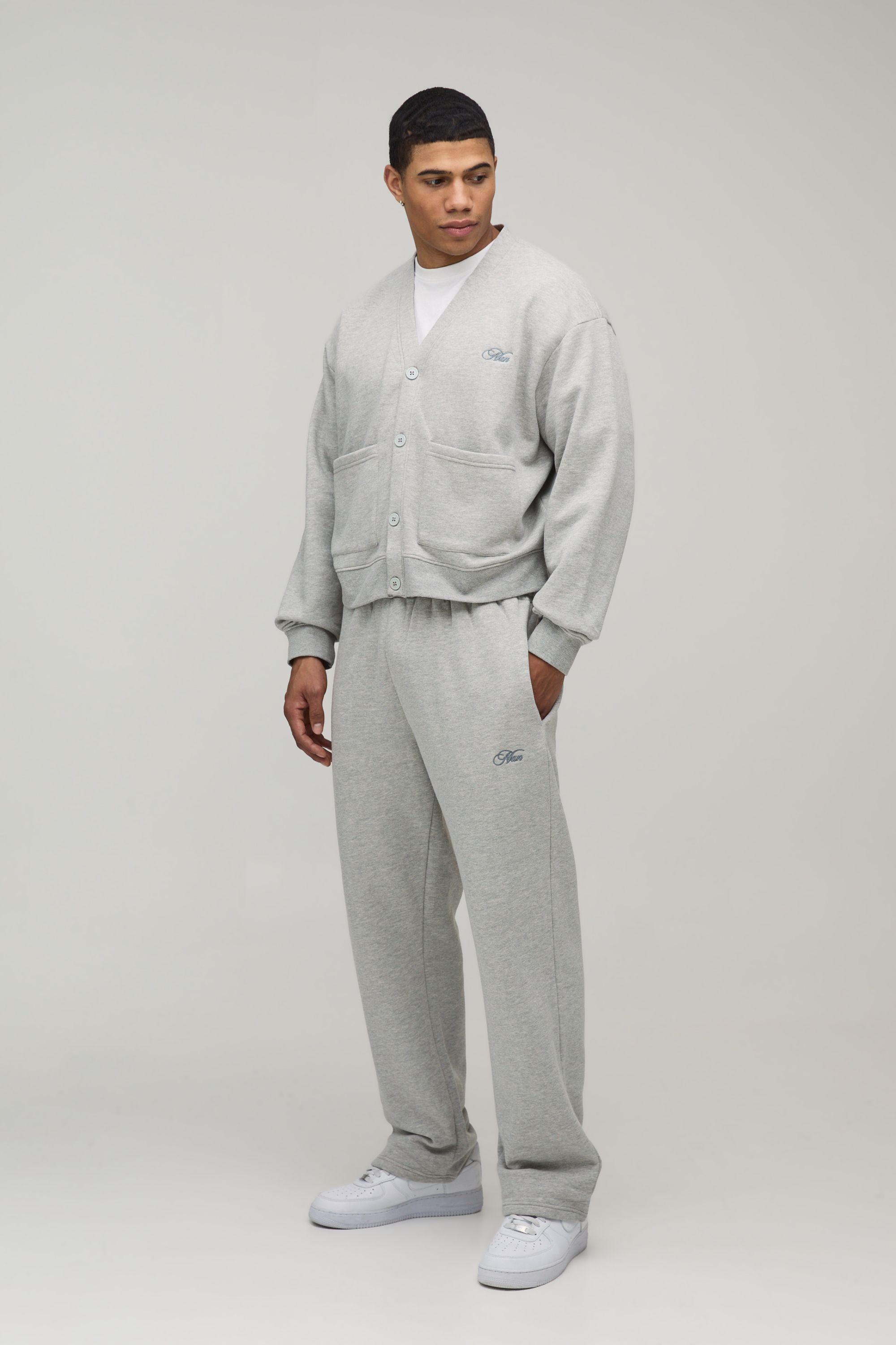 Oversized Boxy Official Man Applique Jersey Cardigan Tracksuit by BOOHOOMAN