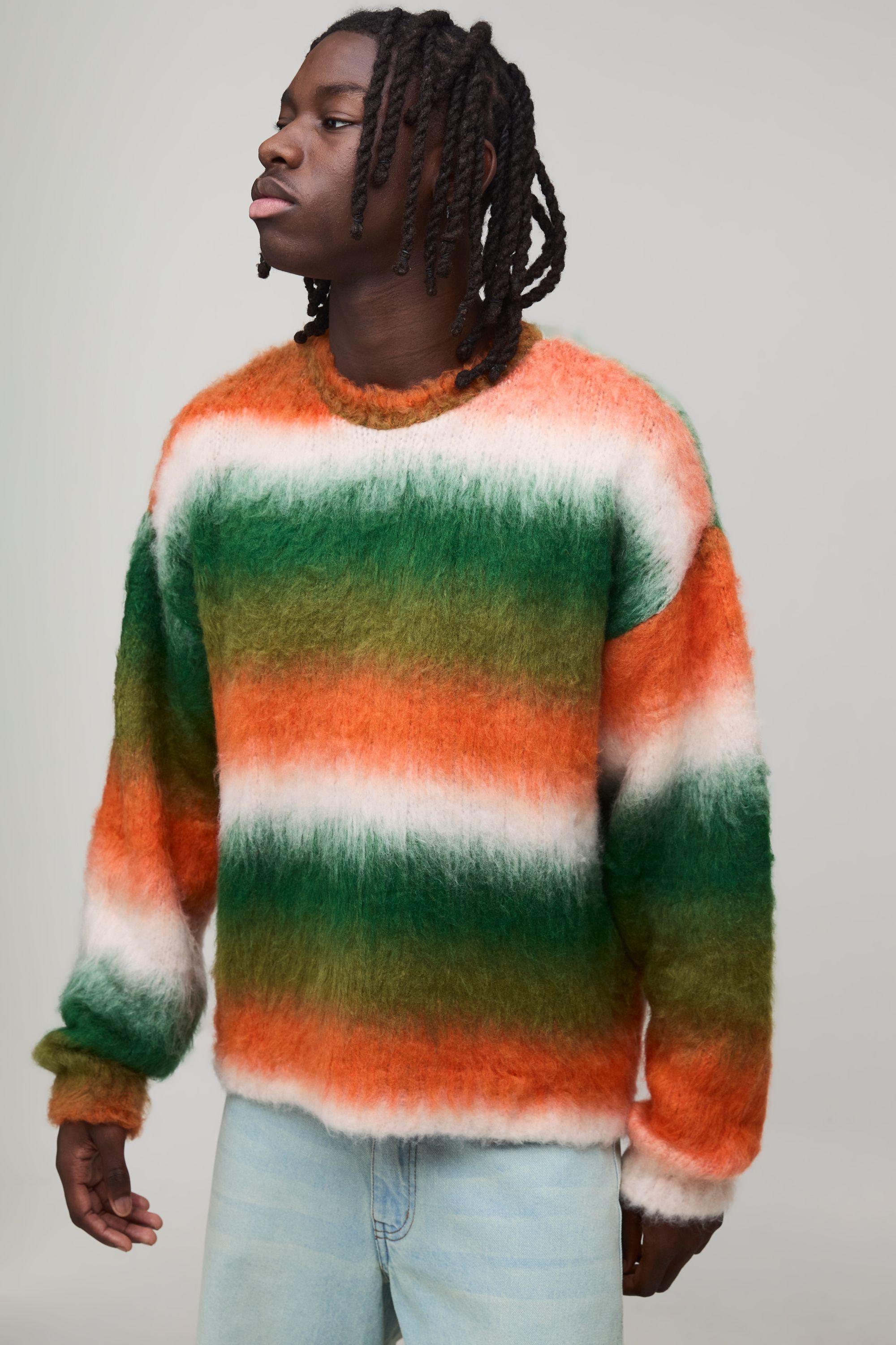Oversized Boxy Ombre Fluffy Knitted Jumper by BOOHOOMAN