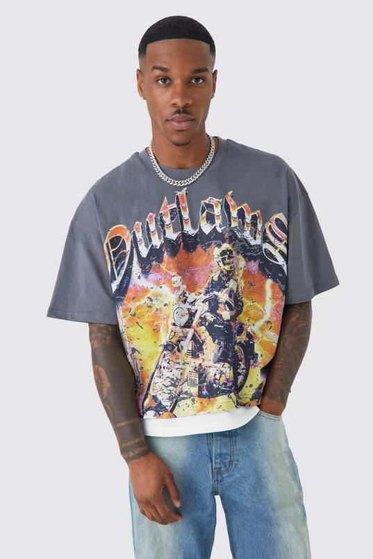 Oversized Boxy Outlaws Faux Layer T-shirt by BOOHOOMAN
