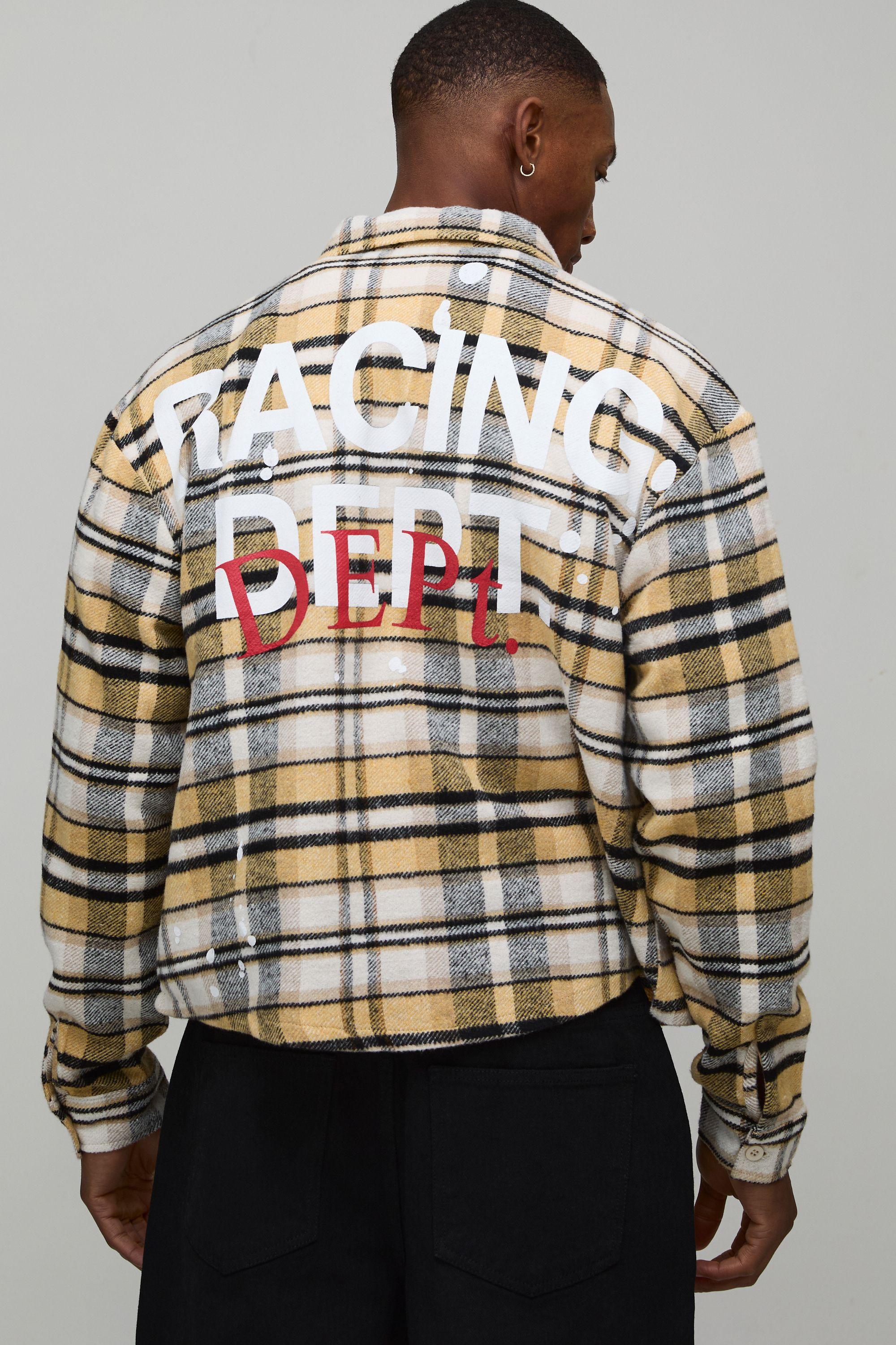 Oversized Boxy Paint Splatter Check Shirt by BOOHOOMAN