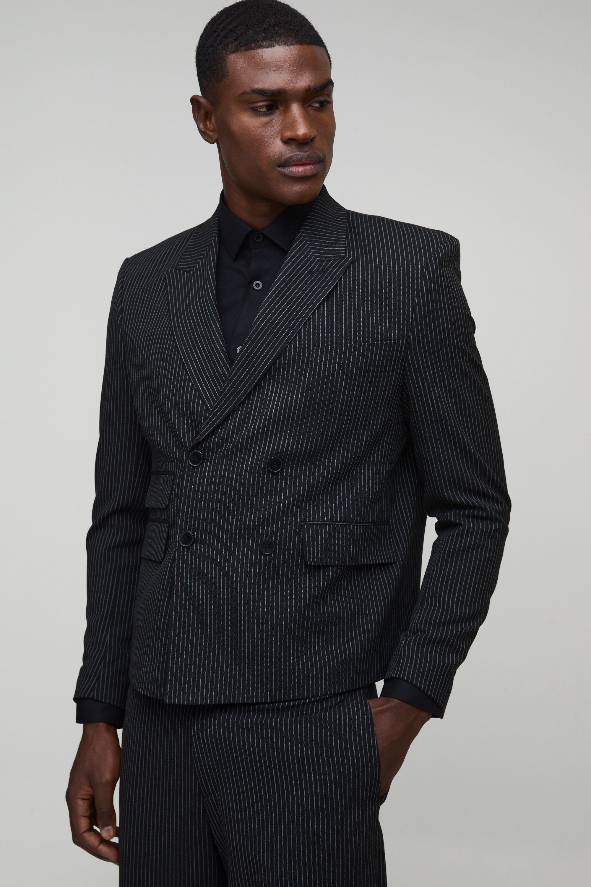 Oversized Boxy Pinstripe Suit Jacket by BOOHOOMAN