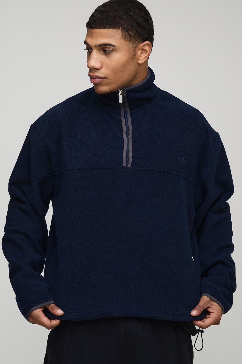 Oversized Boxy Polar Fleece Funnel Neck Sweatshirt by BOOHOOMAN Oversized Boxy Polar Fleece Funnel Neck Sweatshirt by BOOHOOMAN