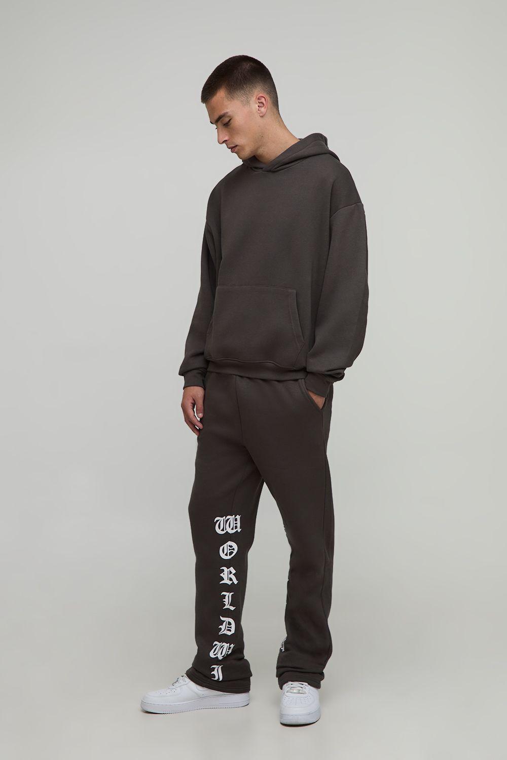 Oversized Boxy Printed Flared Tracksuit by BOOHOOMAN