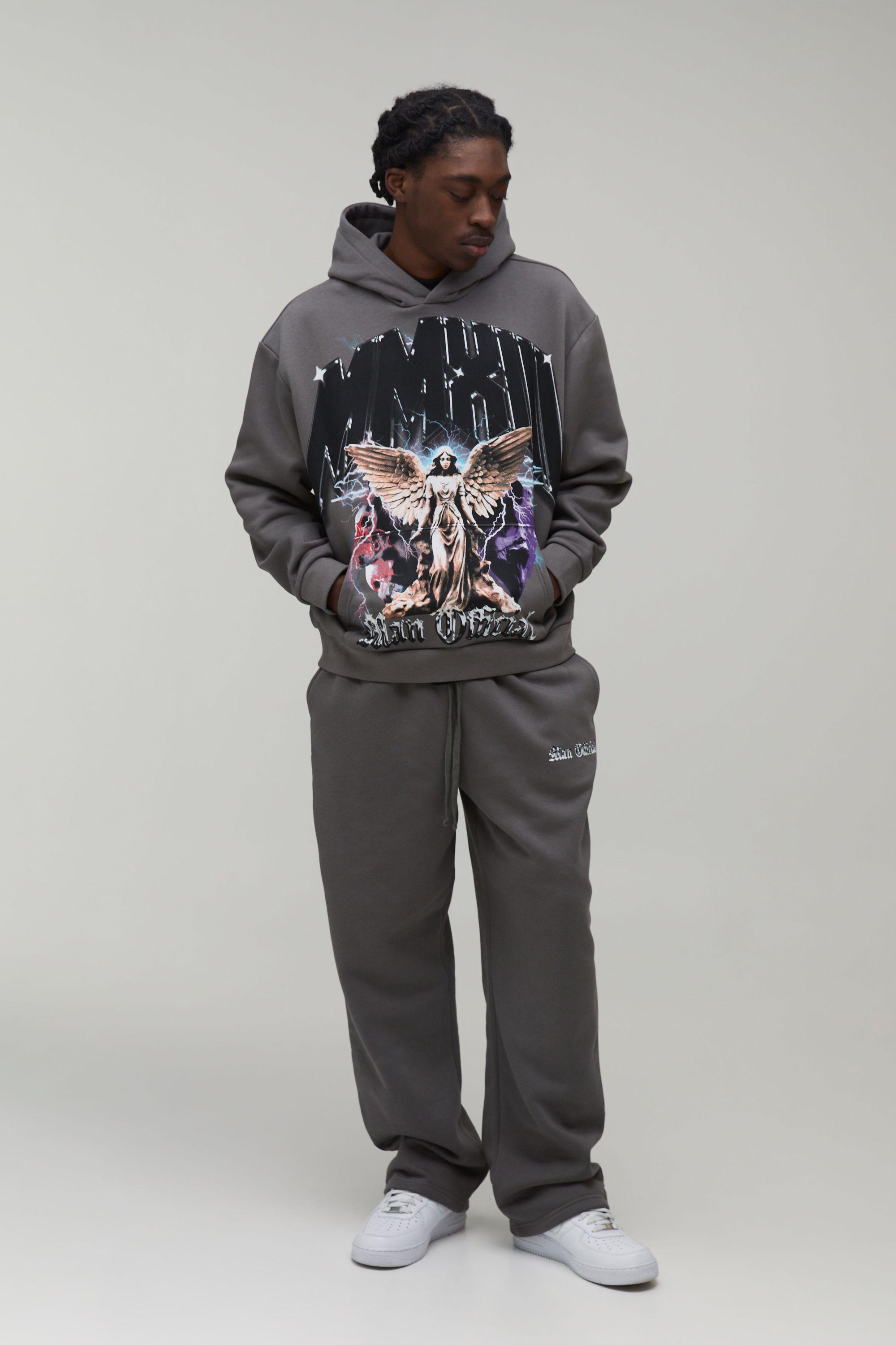Oversized Boxy Renaissance Graphic Hoodied Tracksuit by BOOHOOMAN