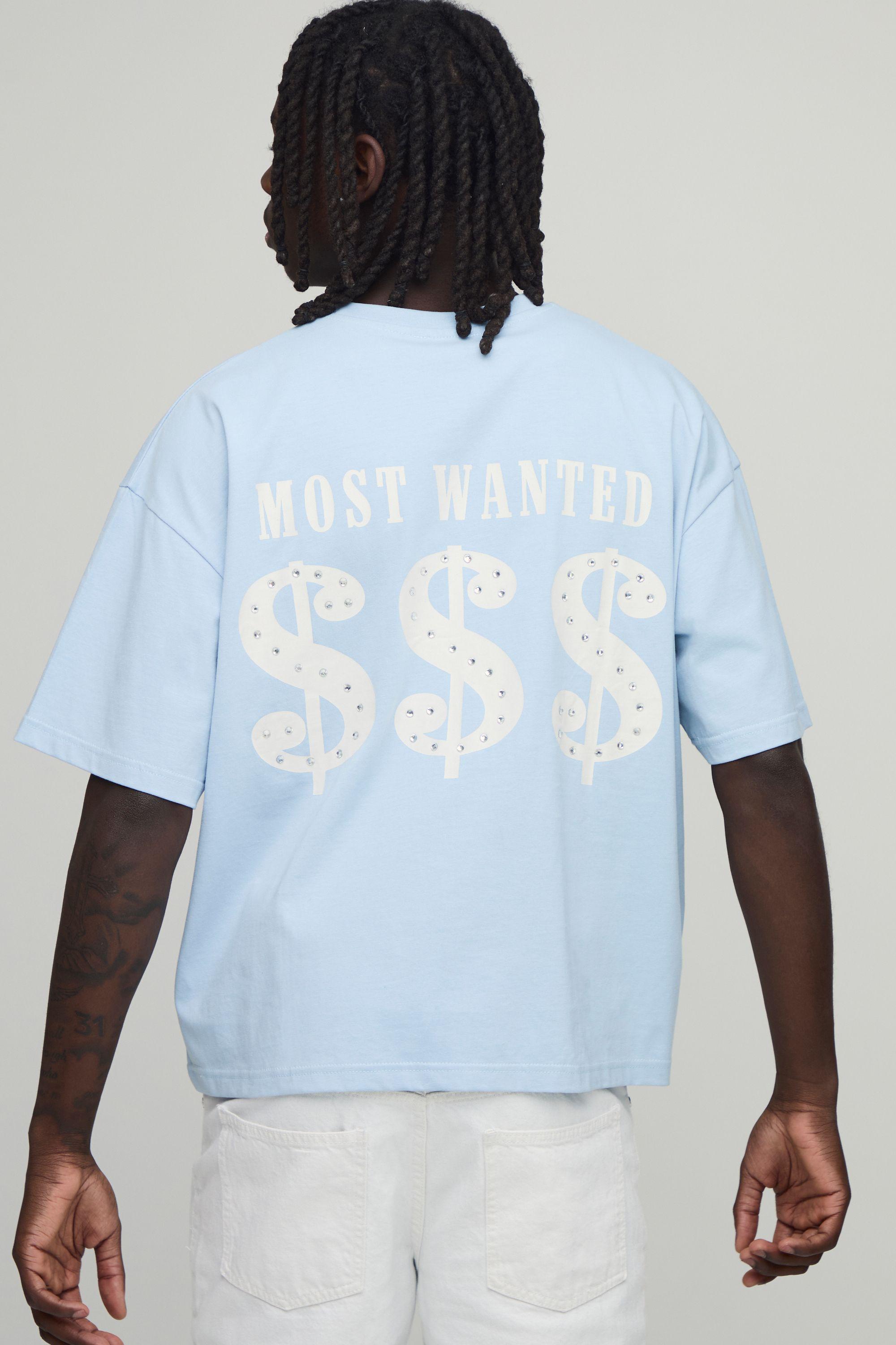 Oversized Boxy Rhinestone $$$ Heavyweight Graphic T-Shirt by BOOHOOMAN