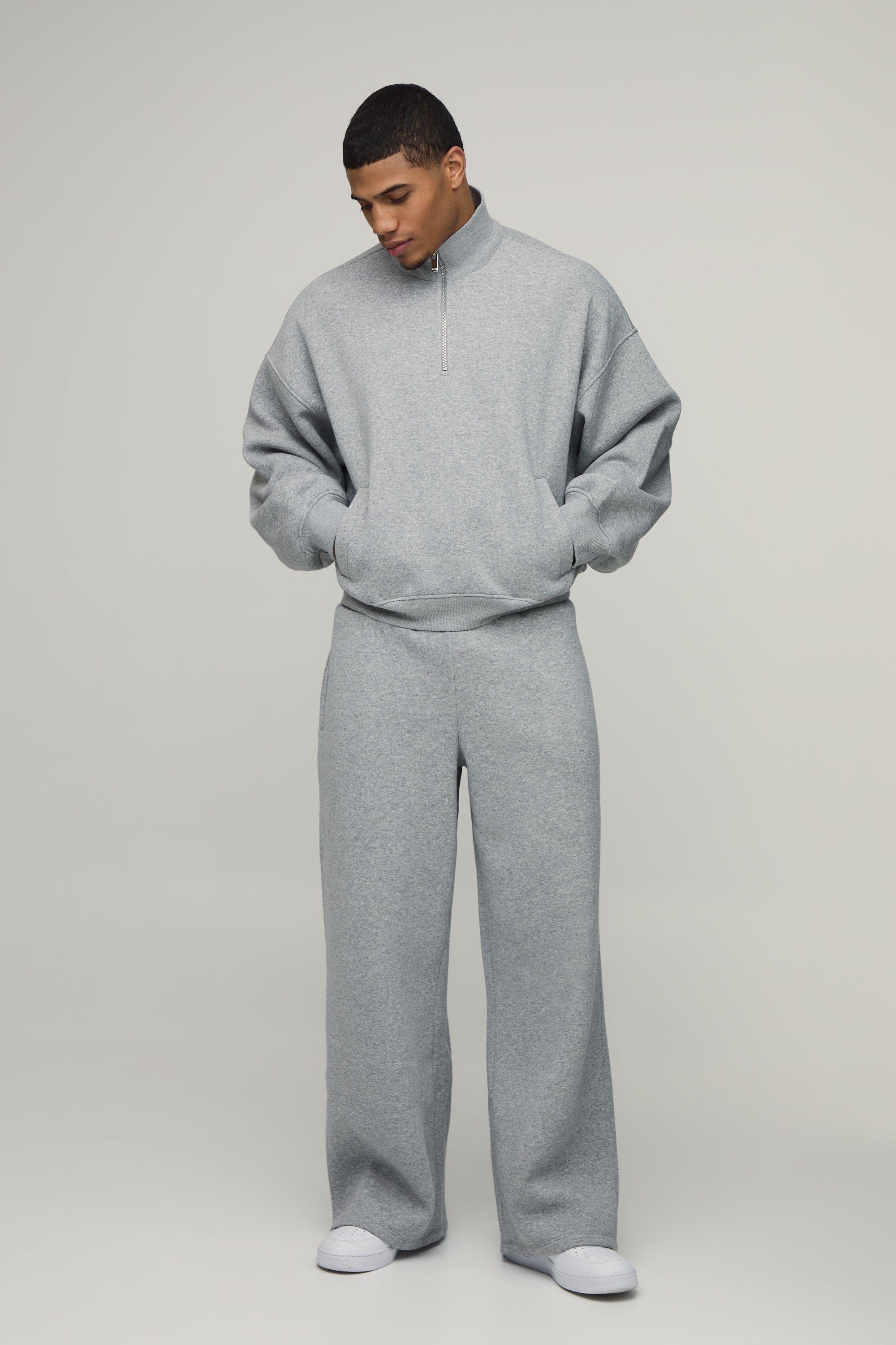 Oversized Boxy Slouchy Quarter Zip Funnel Neck Tracksuit by BOOHOOMAN