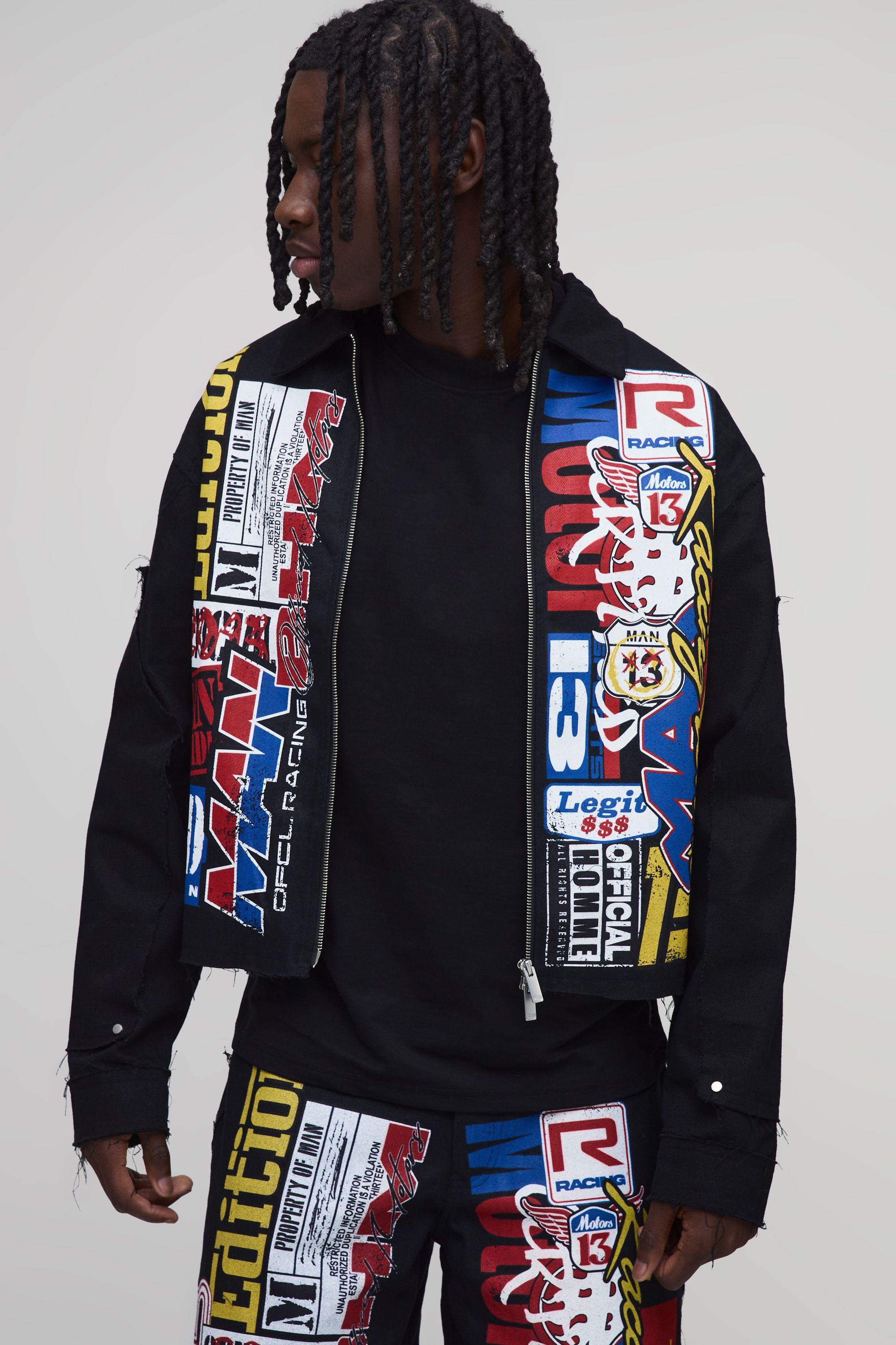 Oversized Boxy Stack Print Over Shirt by BOOHOOMAN