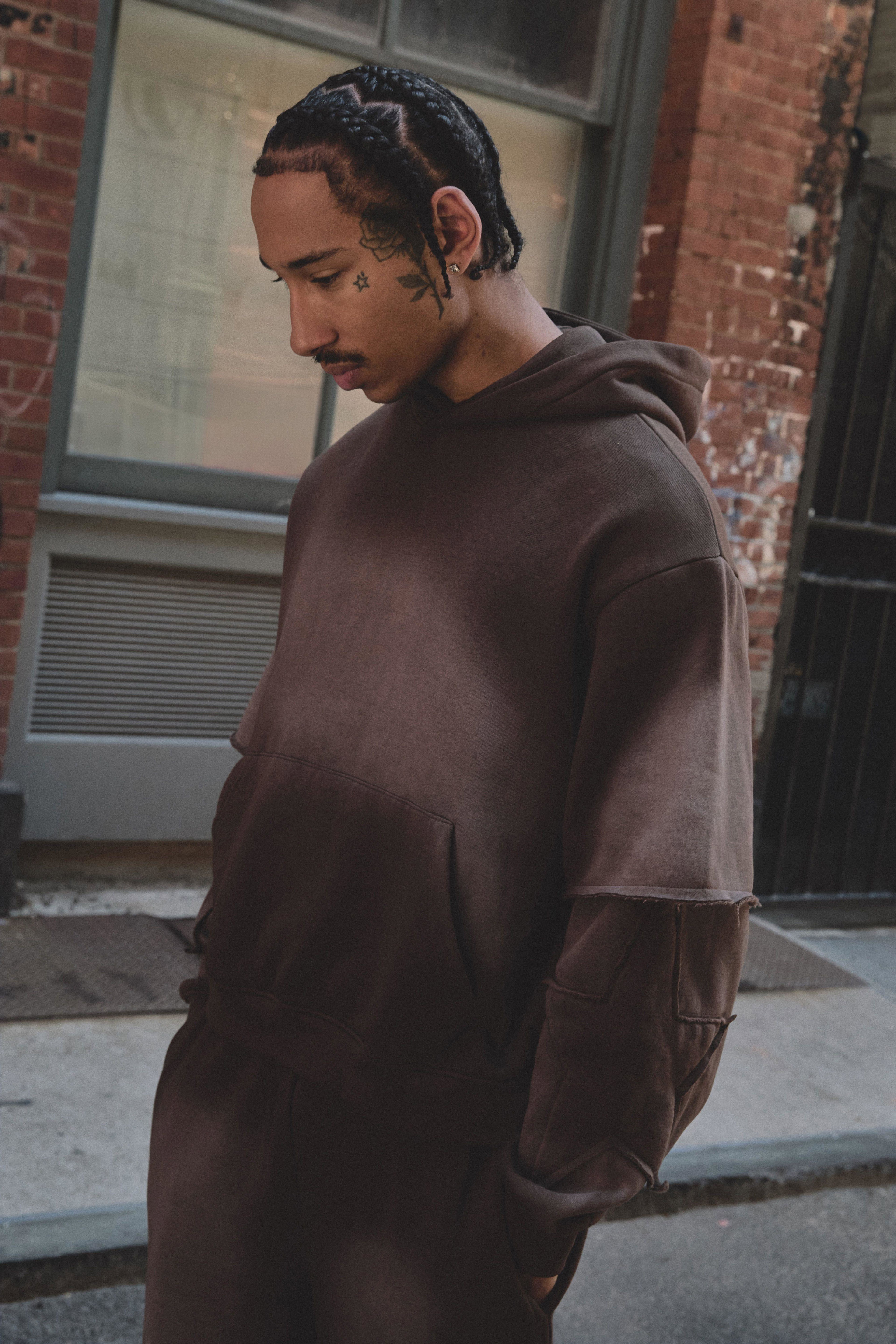 Oversized Boxy Star Applique Washed Hoodie and Relaxed Flare Jogger Tracksuit by BOOHOOMAN
