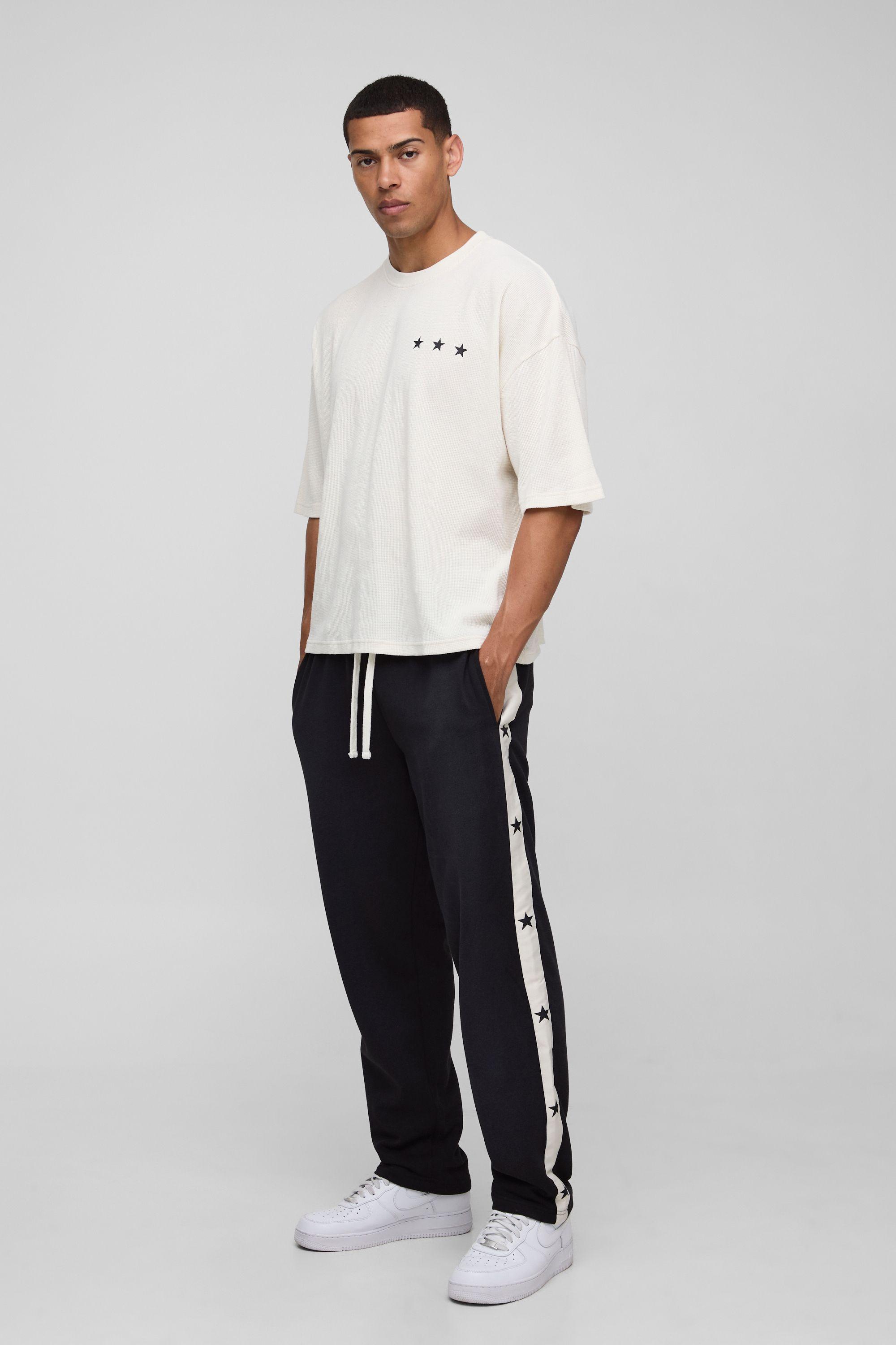 Oversized Boxy Waffle Washed T-Shirt & Jogger Set by BOOHOOMAN