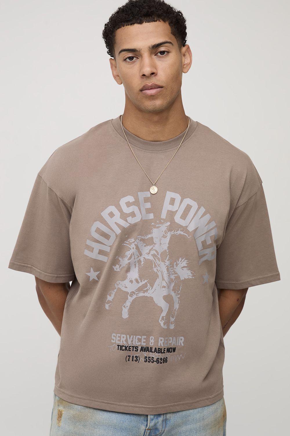 Oversized Boxy Western Graphic Distressed T-Shirt by BOOHOOMAN
