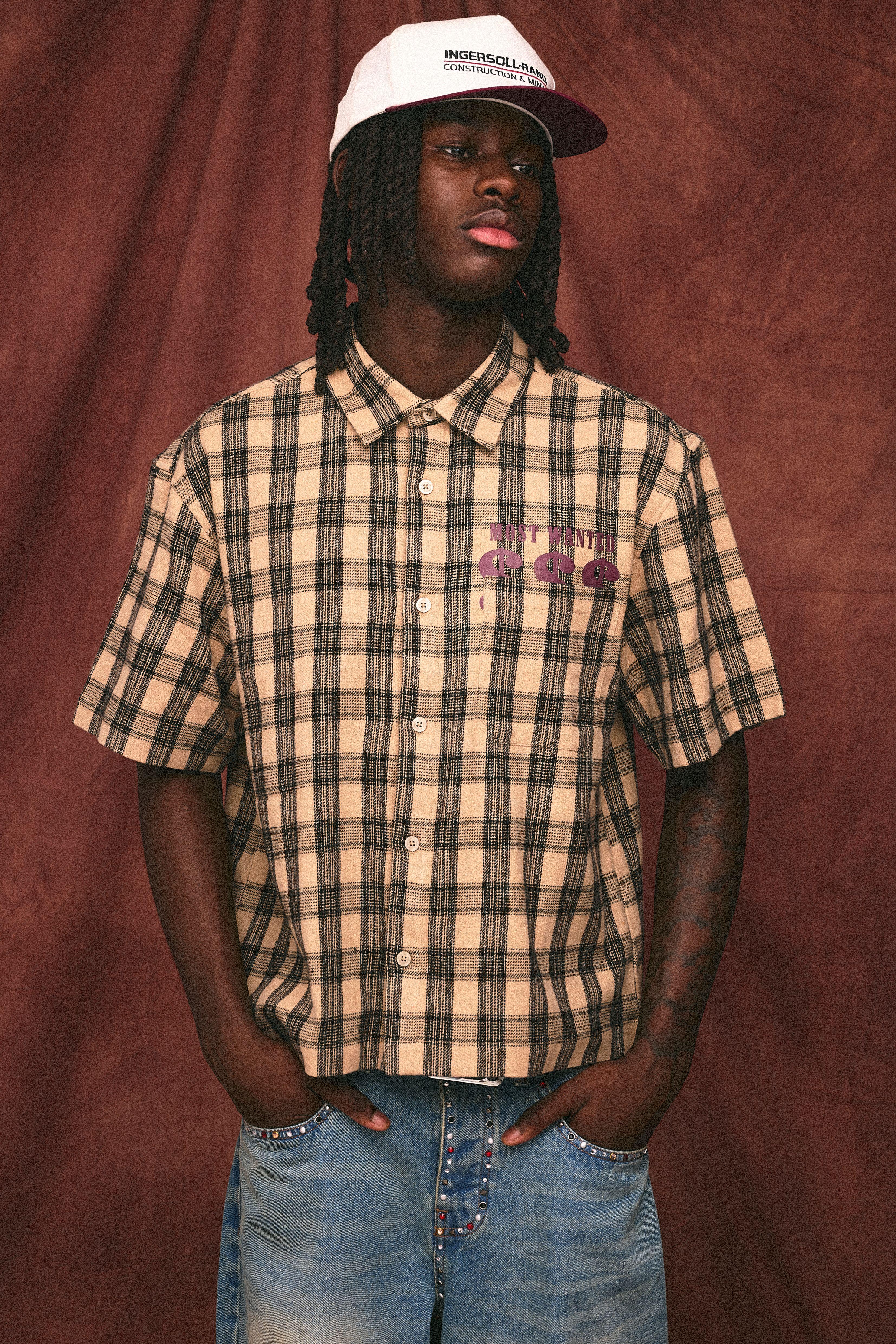 Oversized Boxy Western Print Check Short Sleeve Shirt by BOOHOOMAN