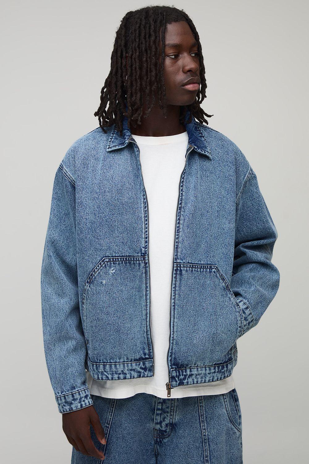Oversized Boxy Worker Denim Jacket by BOOHOOMAN Oversized Boxy Worker Denim Jacket by BOOHOOMAN
