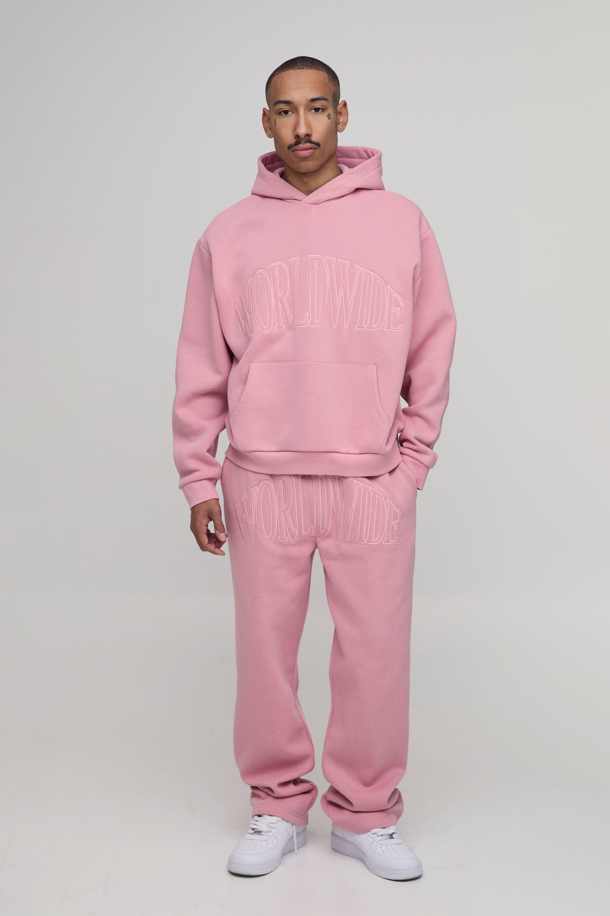 Oversized Boxy Worldwide Applique Jogger Tracksuit by BOOHOOMAN