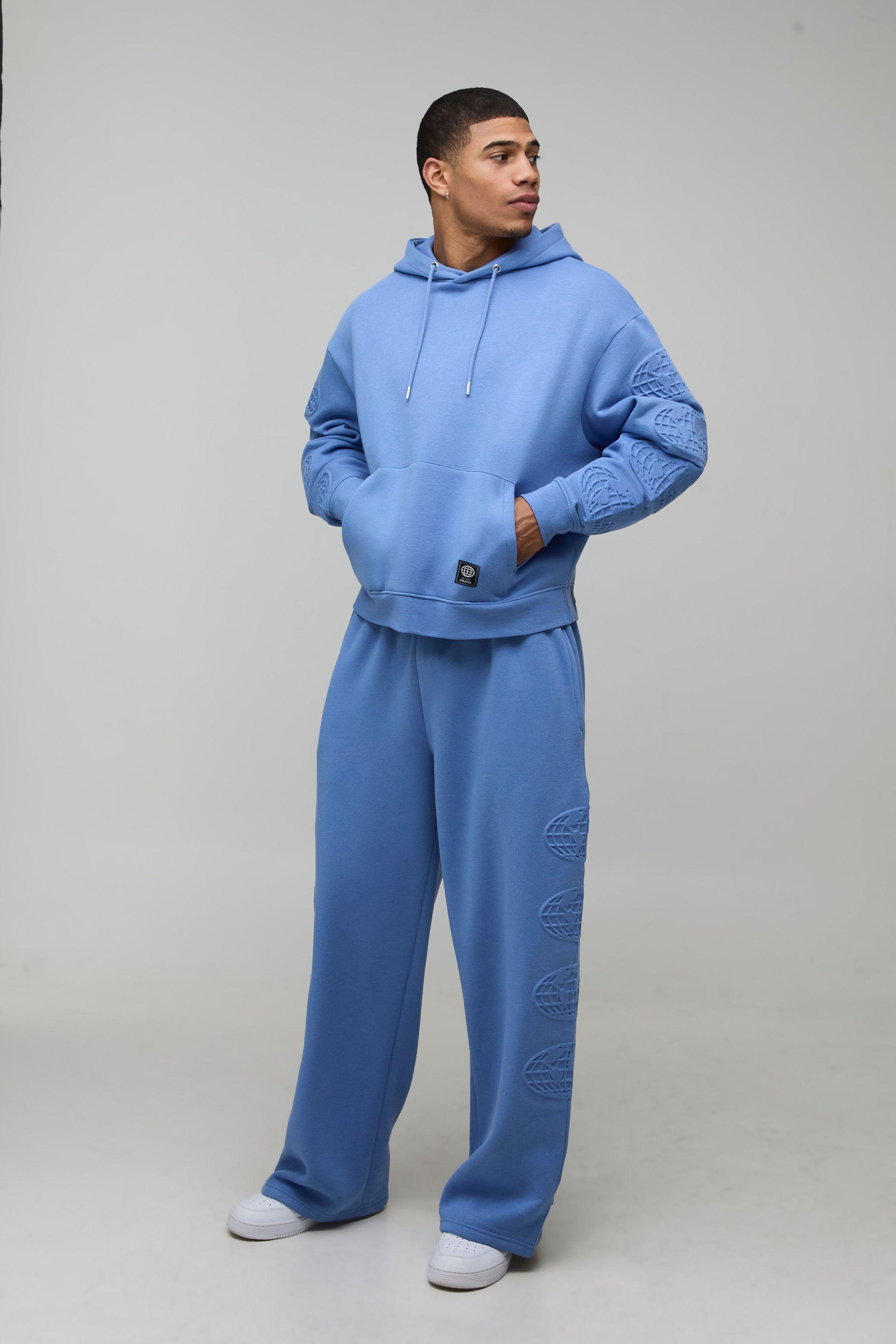 Oversized Boxy Worldwide Debossed Wide Leg Tracksuit by BOOHOOMAN