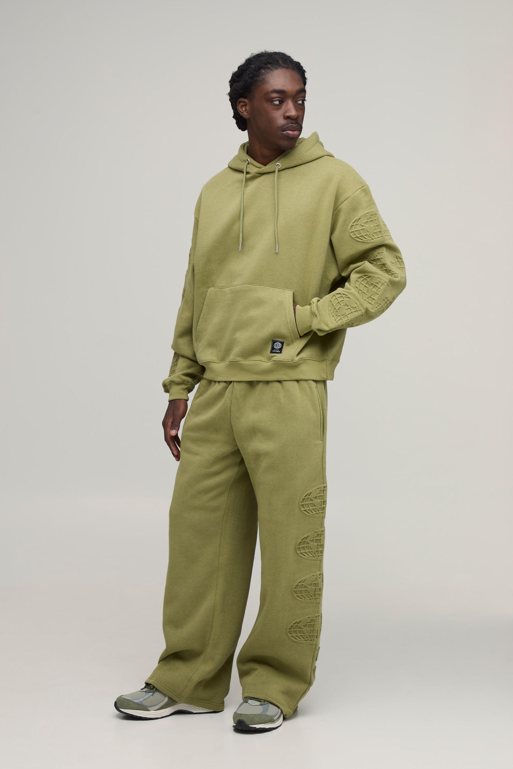 Oversized Boxy Worldwide Embossed Wide Leg Tracksuit by BOOHOOMAN