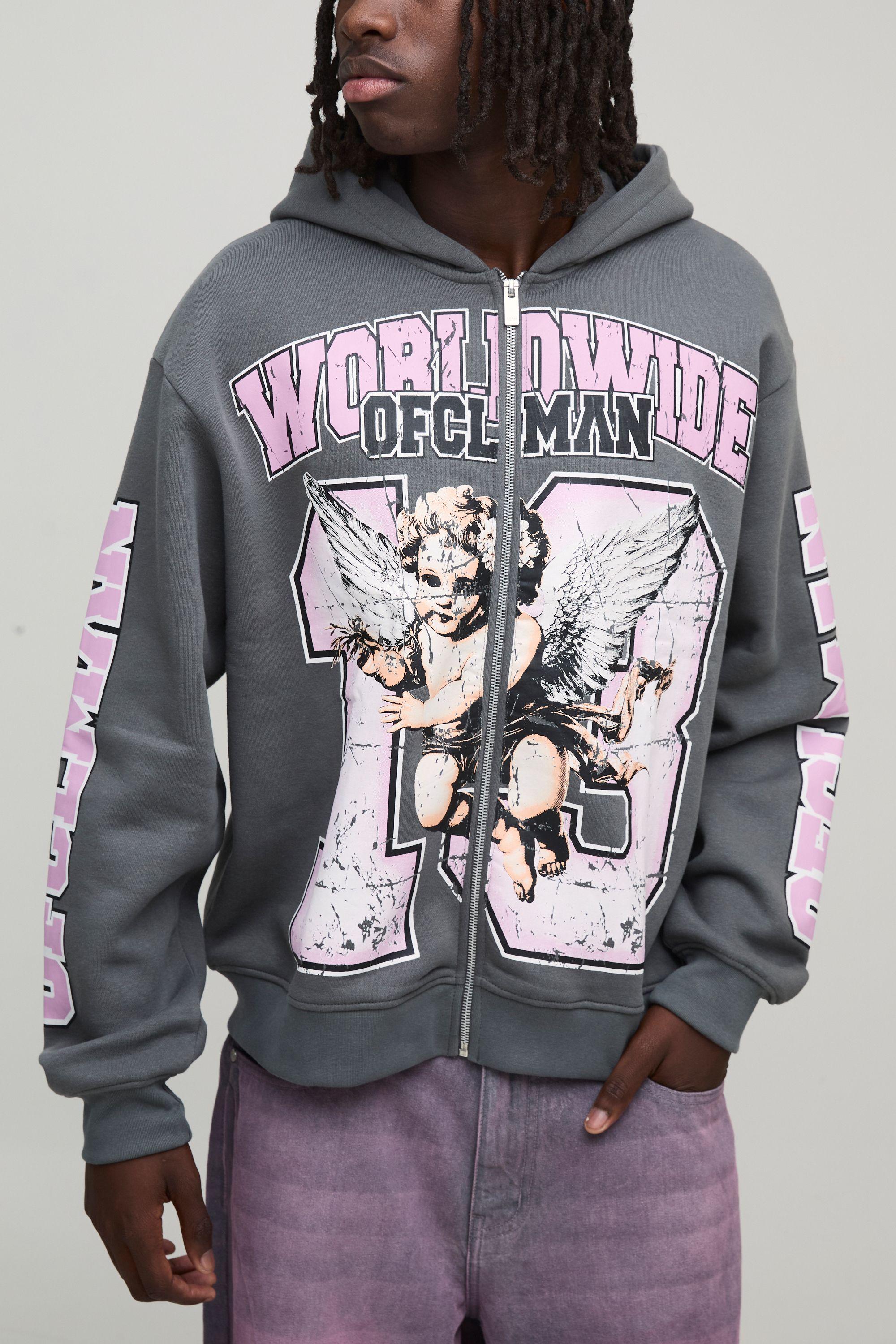 Oversized Boxy Worldwide Varsity Hoodie by BOOHOOMAN