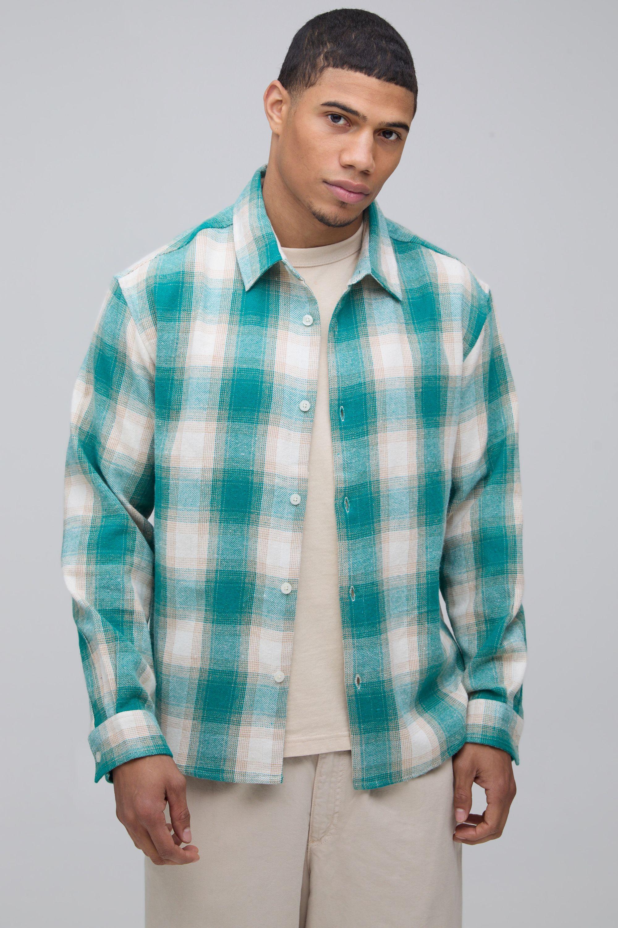 Oversized Brushed Check Shirt by BOOHOOMAN