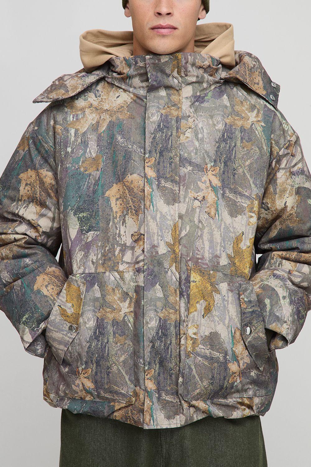 Oversized Camo Hooded Funnel Parka Jacket by BOOHOOMAN