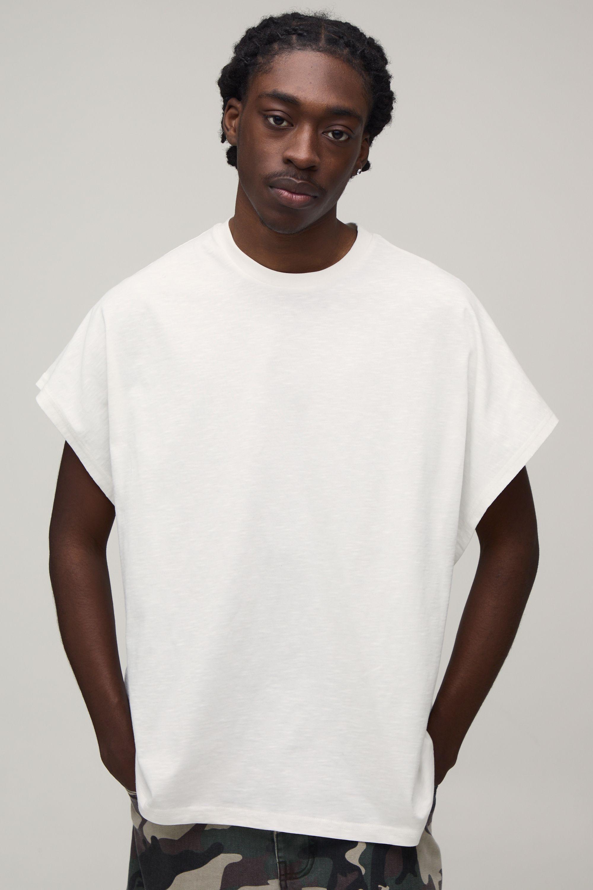 Oversized Cap Sleeve Slub T-Shirt by BOOHOOMAN
