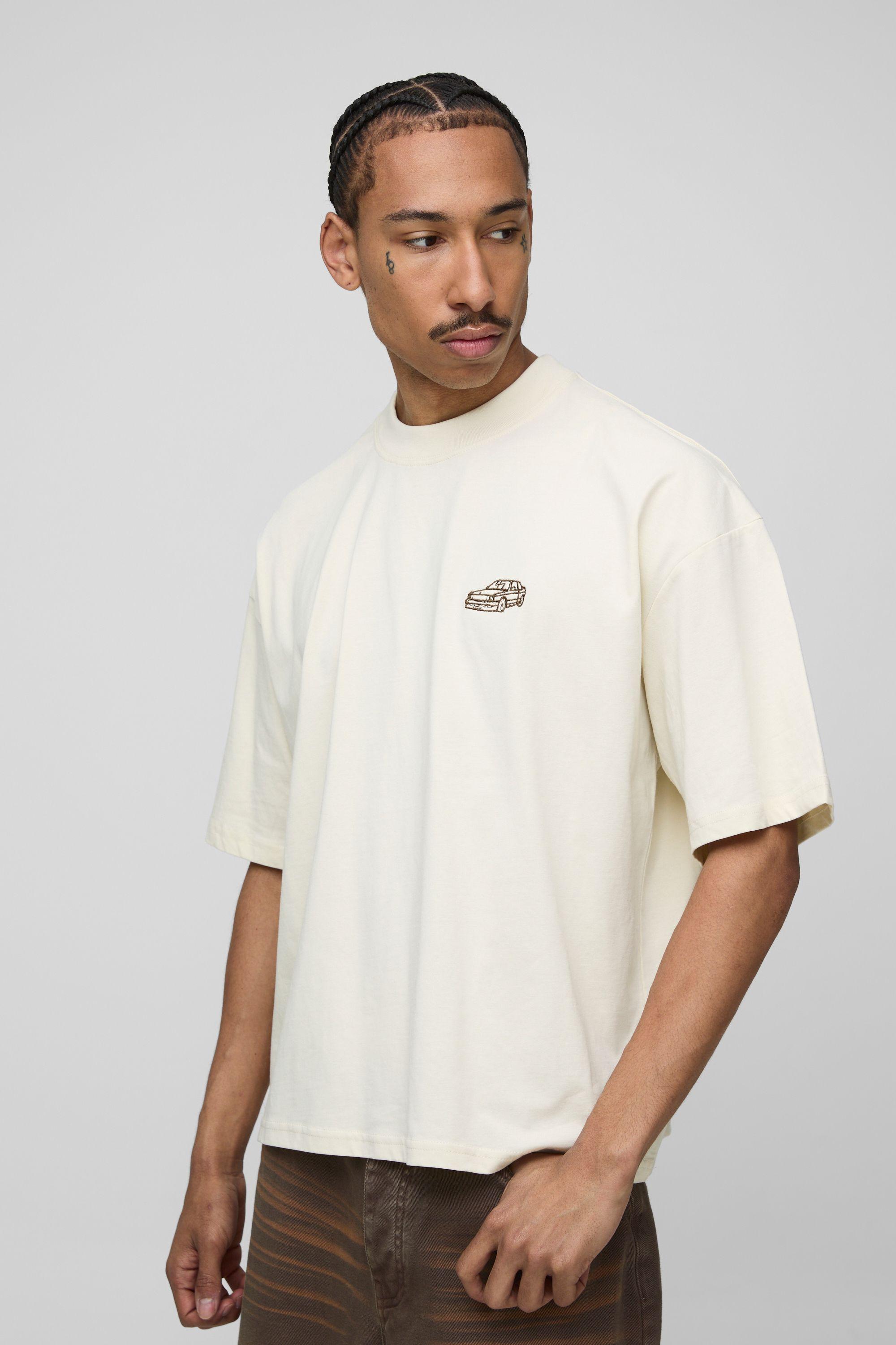 Oversized Car Embroidered T-Shirt by BOOHOOMAN