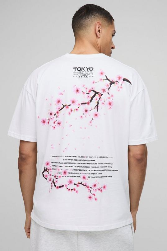 Oversized Cherry Blossom Print T-Shirt by BOOHOOMAN