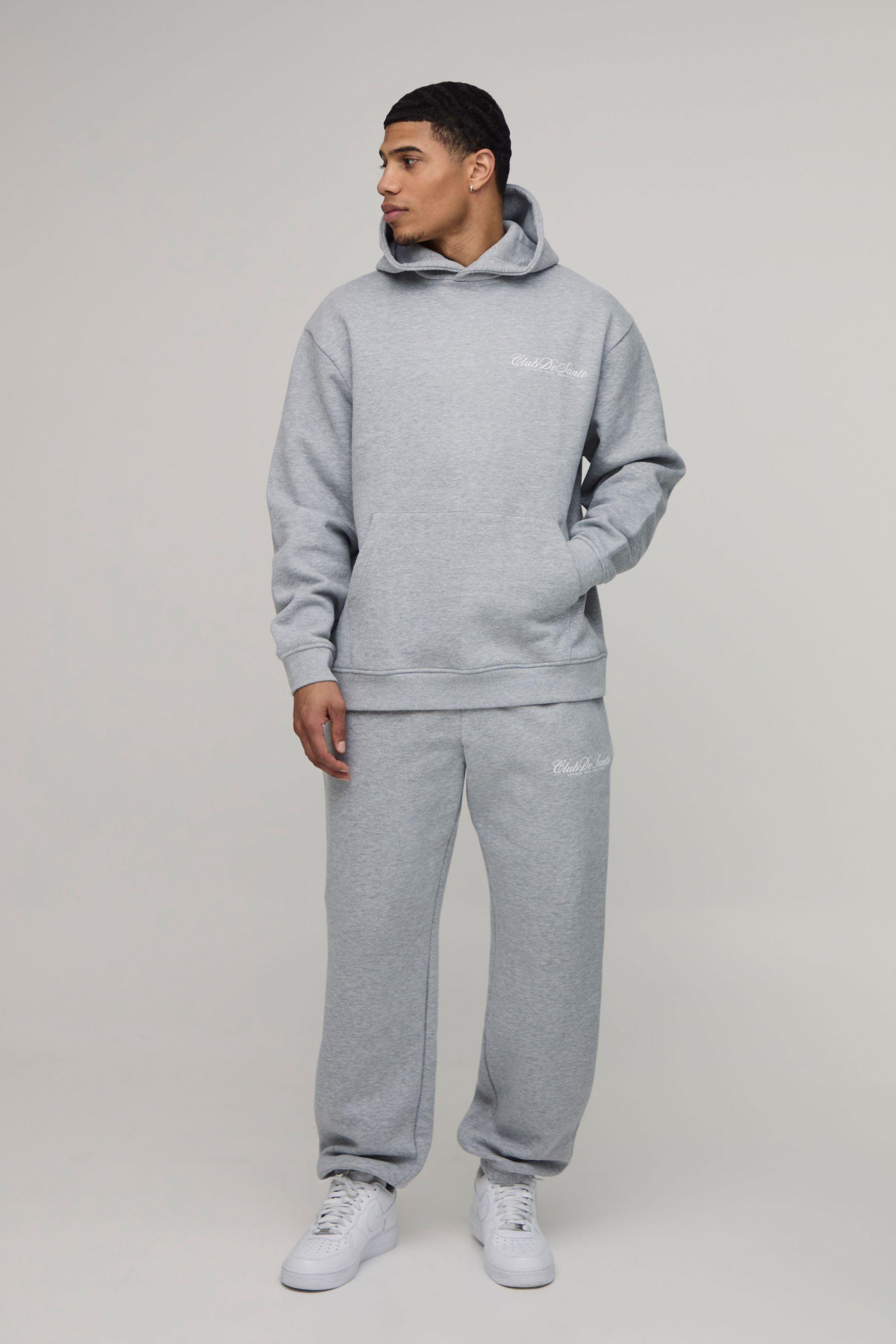 Oversized Club De Sante Printed Hooded Tracksuit by BOOHOOMAN