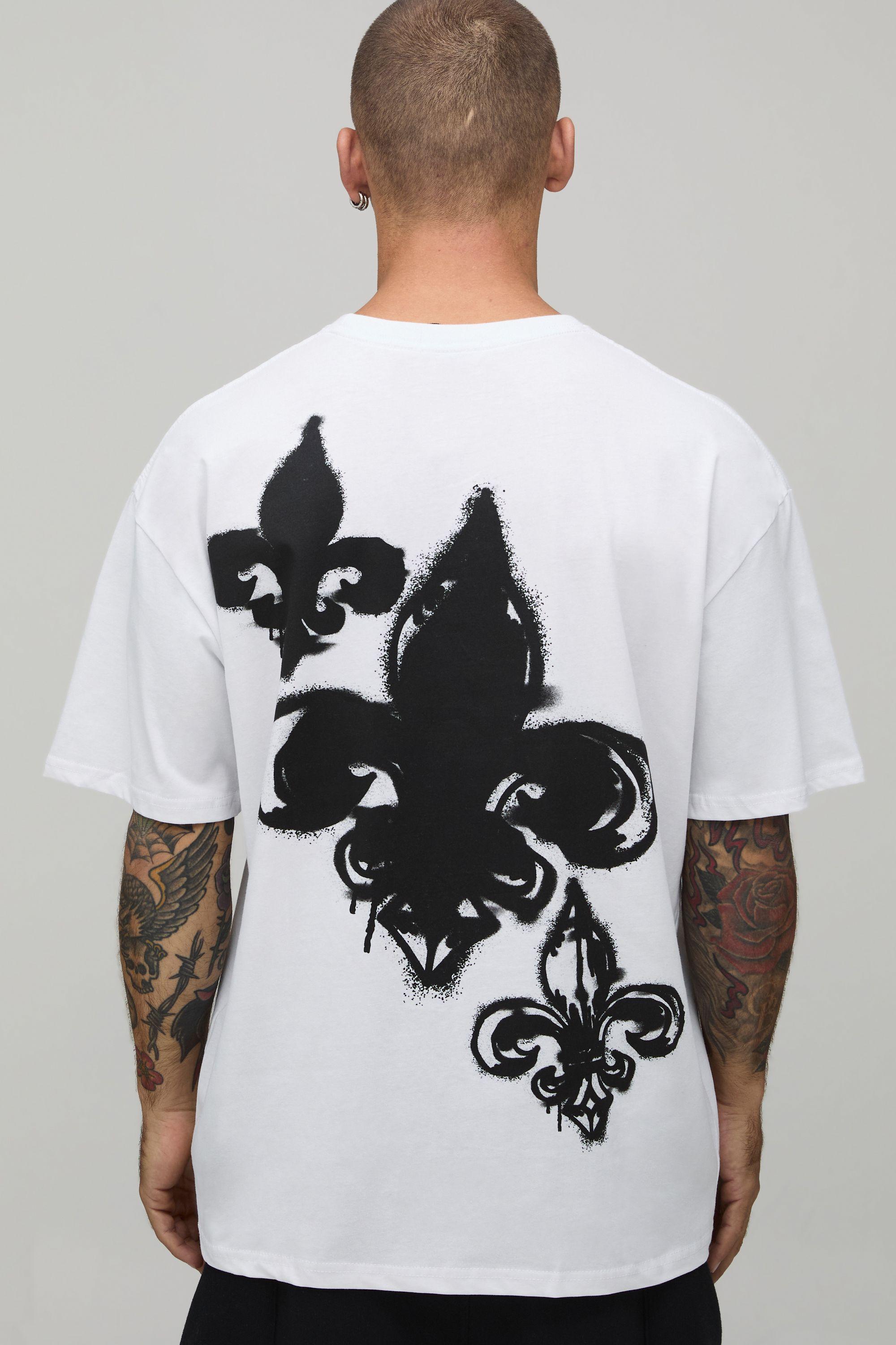Oversized Club Spade Graffiti Print T-Shirt by BOOHOOMAN