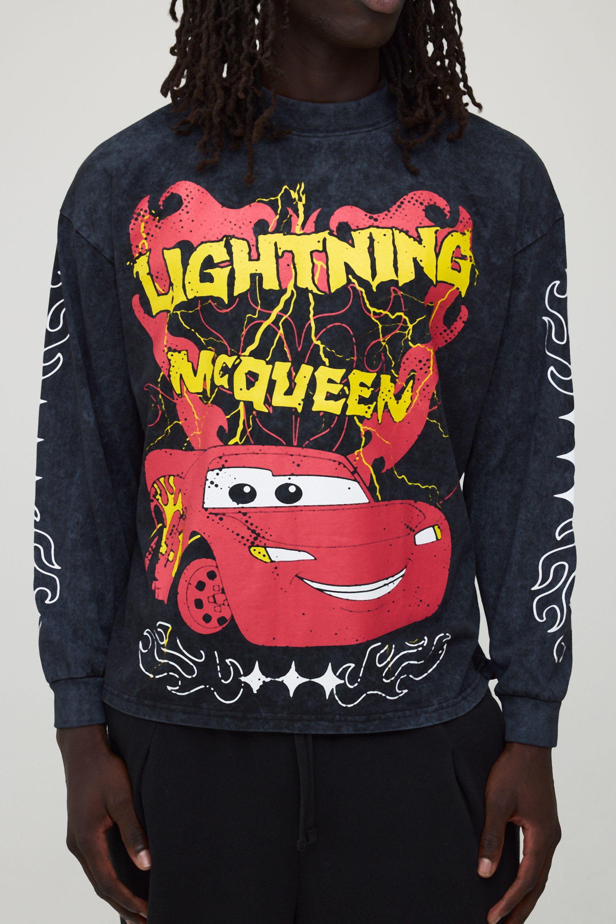 Oversized Disney Lightning McQueen Long Sleeve License Print T-shirt by BOOHOOMAN