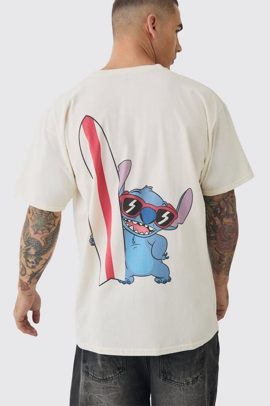 Oversized Disney Lilo And Stitch Wash License Print T-shirt by BOOHOOMAN