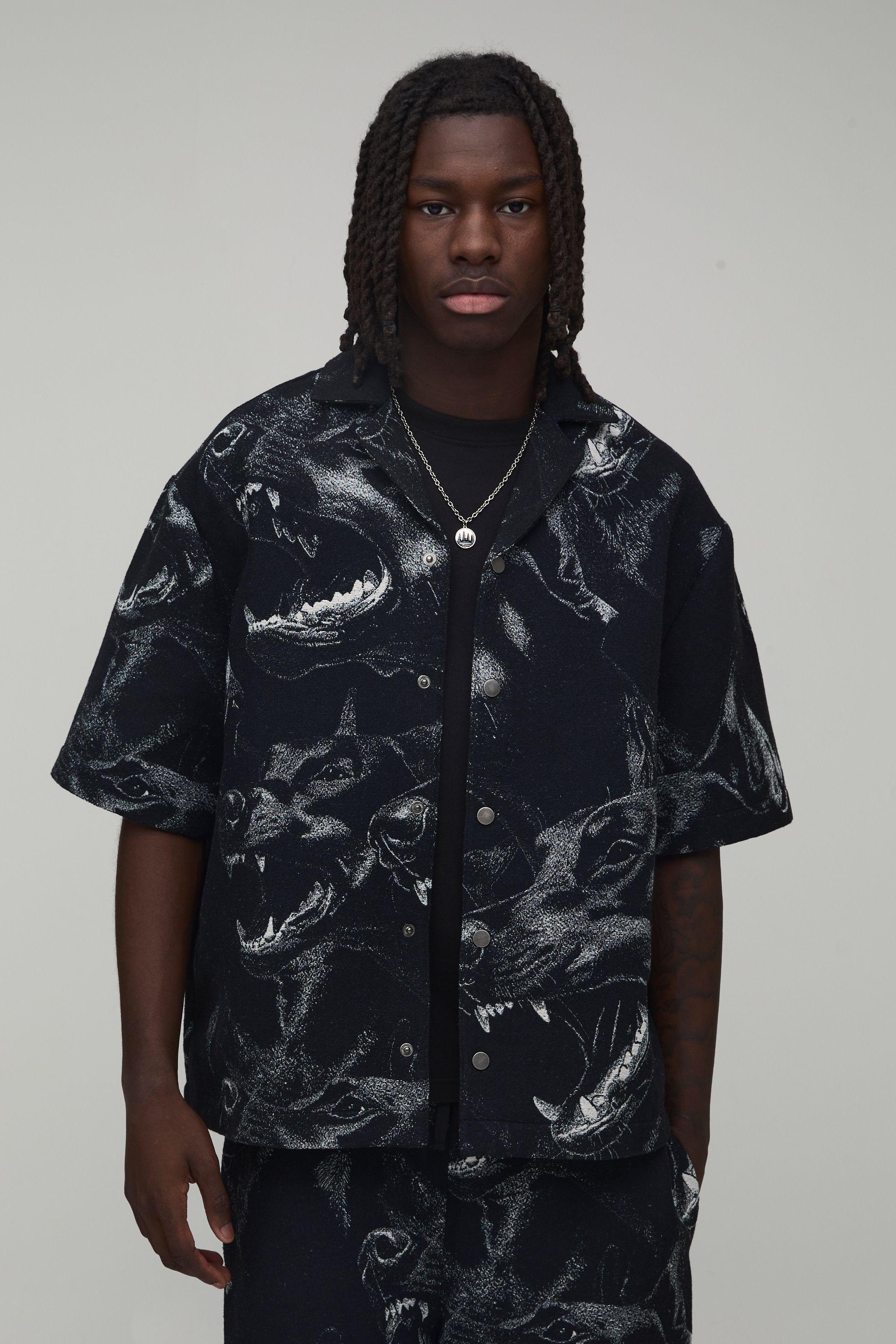 Oversized Dog Tapestry Half Sleeve Shirt by BOOHOOMAN