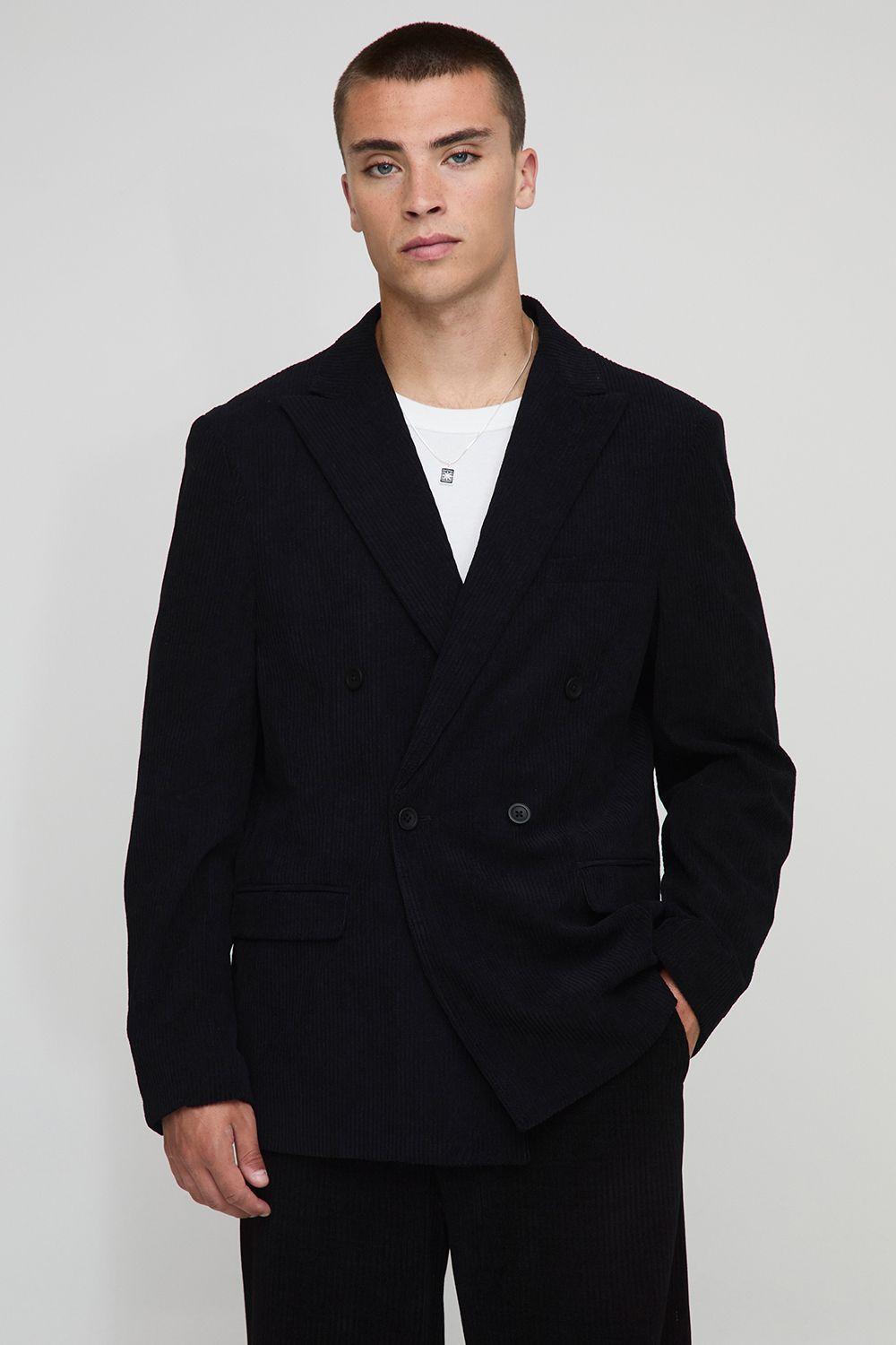 Oversized Double Breasted Cord Blazer by BOOHOOMAN