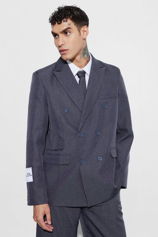 Oversized Double Breasted Textured Blazer by BOOHOOMAN