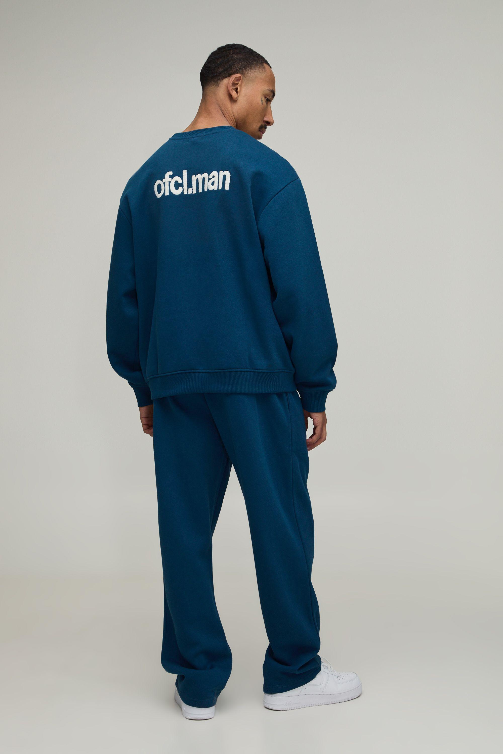 Oversized Embroidered Sweatshirt & Straight Leg Jogger Tracksuit by BOOHOOMAN