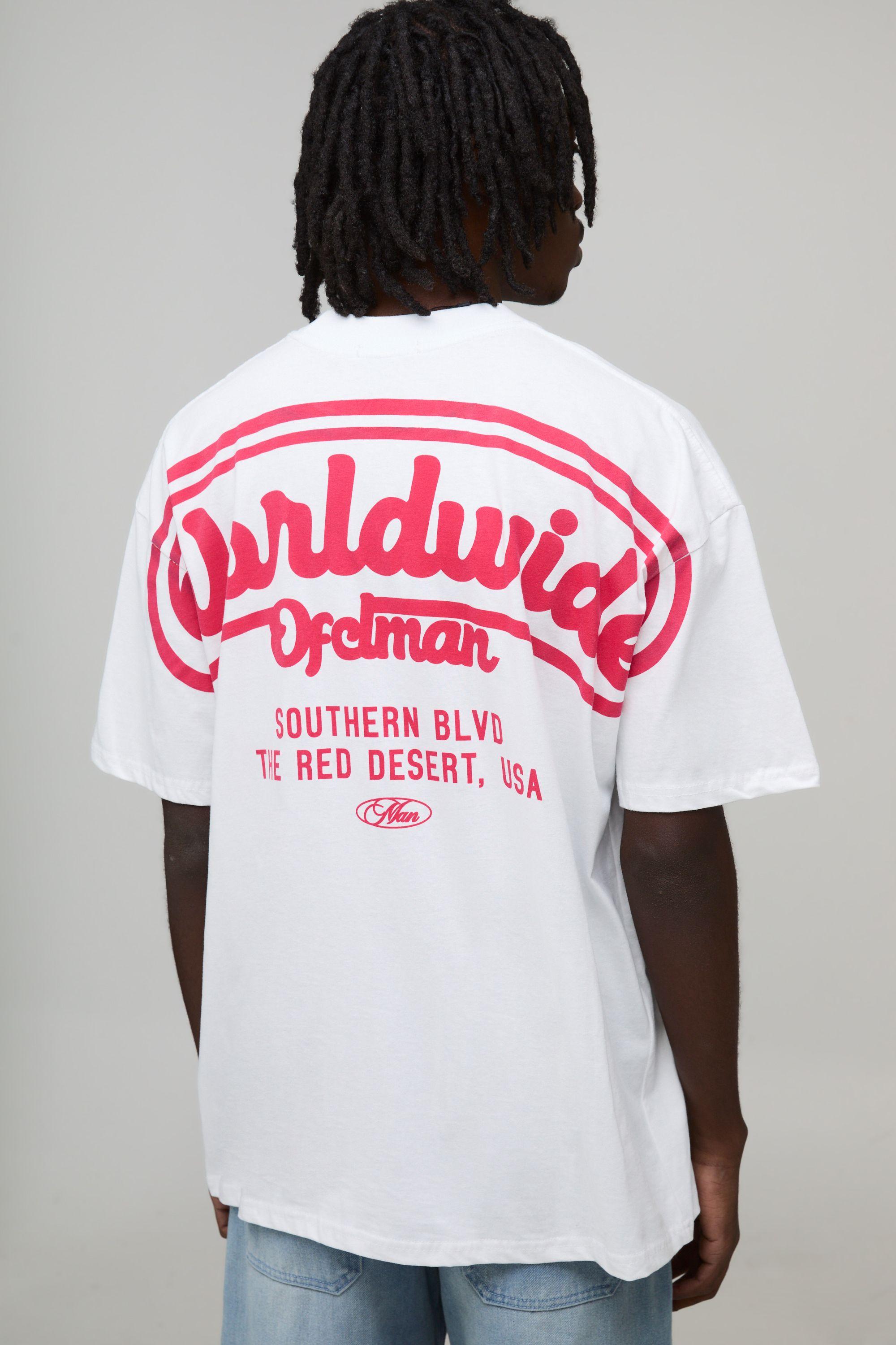 Oversized Extended Neck Western Worldwide T-Shirt by BOOHOOMAN