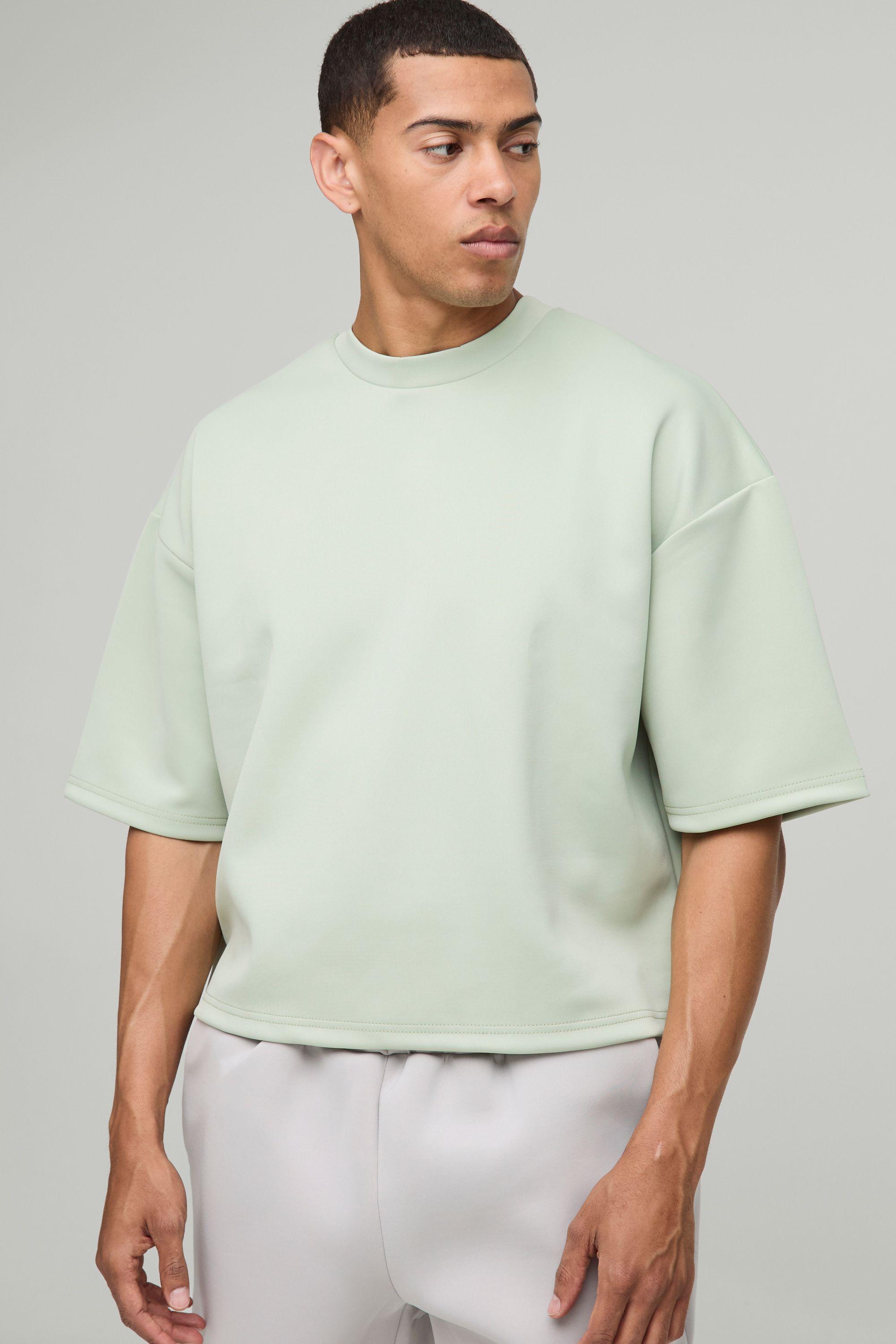 Oversized Extra Boxy Half Sleeve Scuba T-Shirt by BOOHOOMAN Oversized Extra Boxy Half Sleeve Scuba T-Shirt by BOOHOOMAN