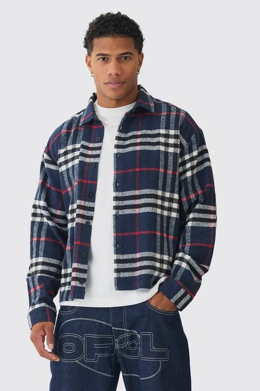 Oversized Fit Boxy Checked Shirt by BOOHOOMAN