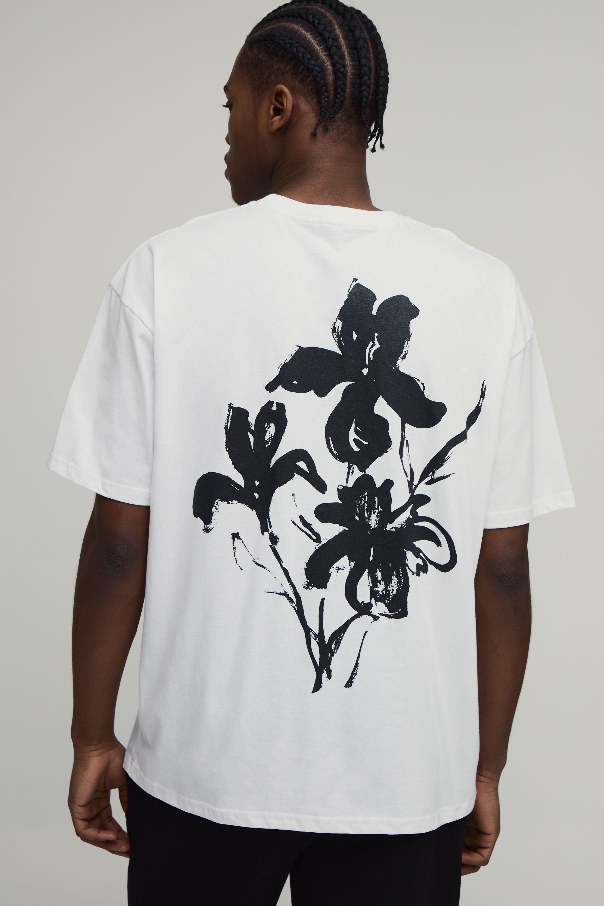 Oversized Floral Back Print T-Shirt by BOOHOOMAN
