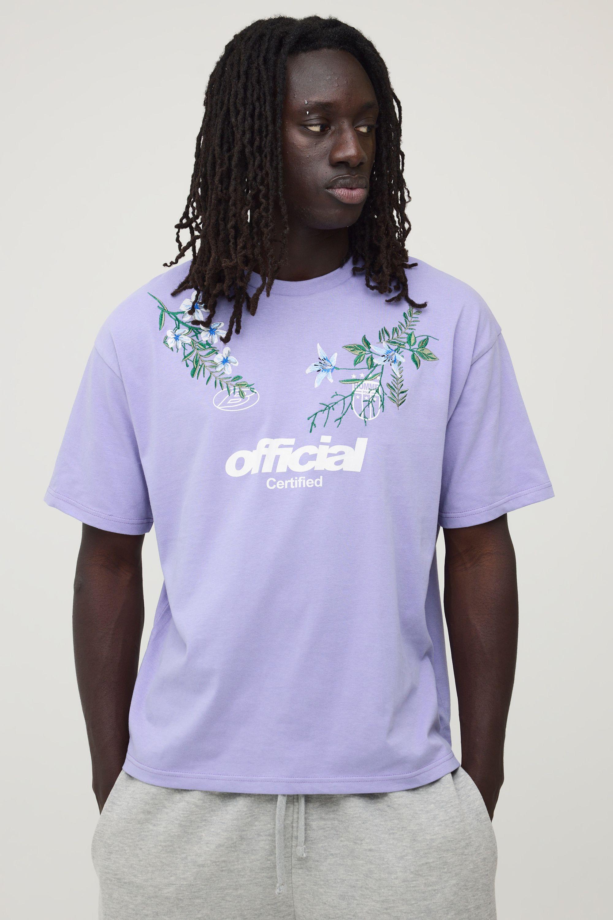Oversized Floral Embroidered T-Shirt by BOOHOOMAN